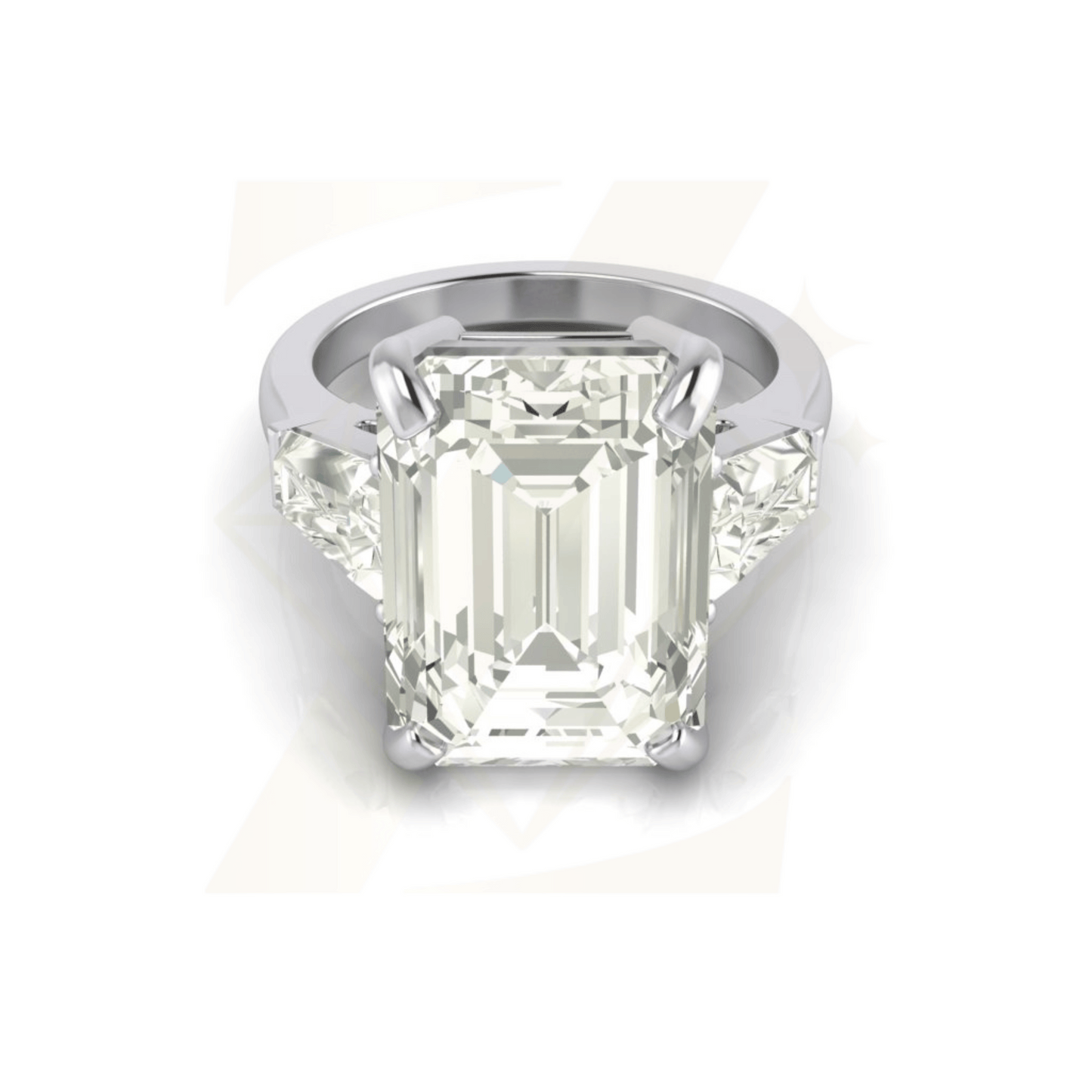 9.88 CTW Emerald And Tapered Baguette Cut Ring - Zuvelio.com