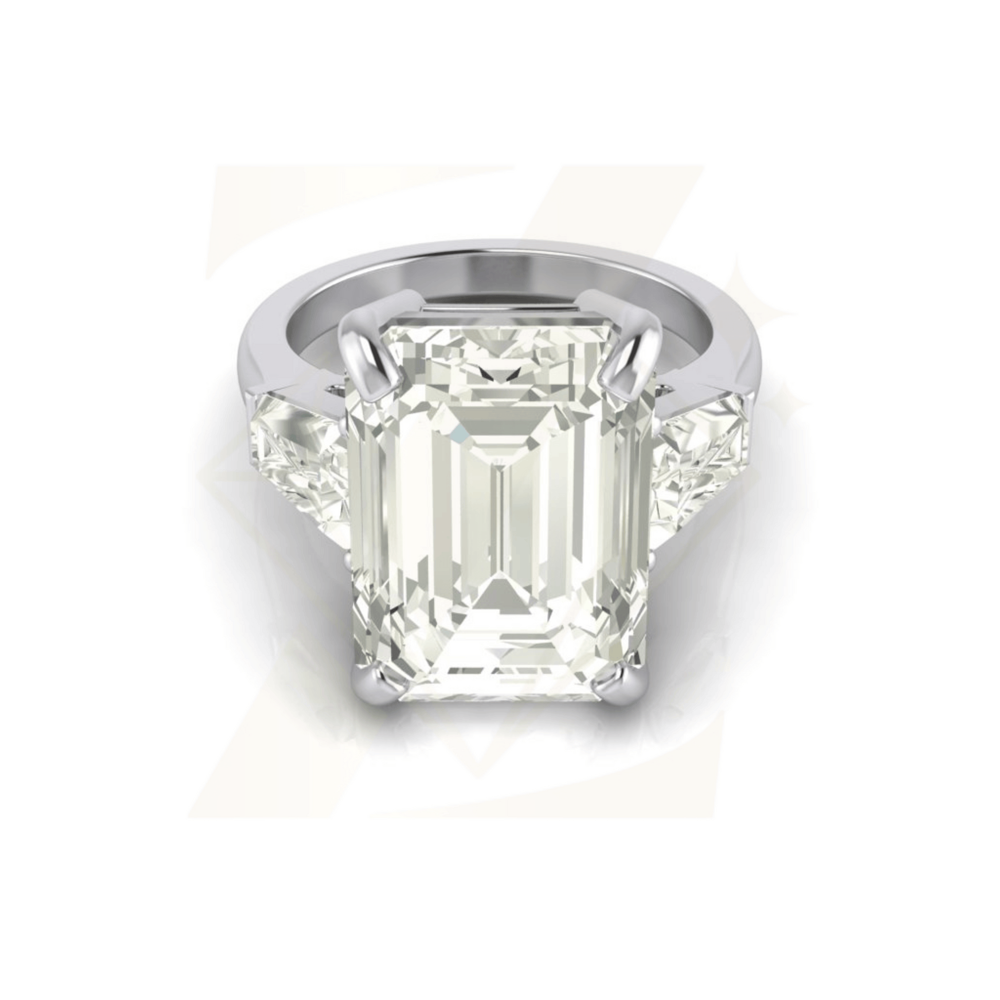 9.88 CTW Emerald And Tapered Baguette Cut Ring - Zuvelio.com