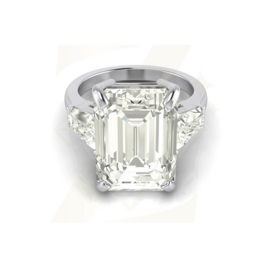 9.88 CTW Emerald And Tapered Baguette Cut Ring - Zuvelio.com