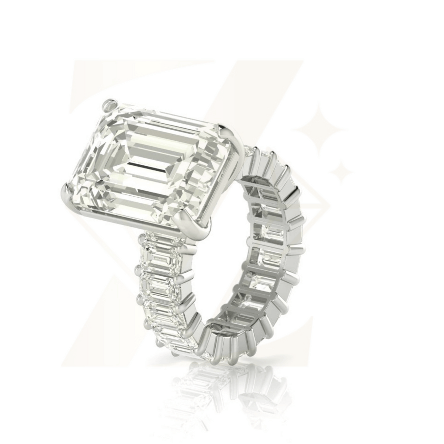 18.62 CTW Emerald Cut Ring - Zuvelio.com