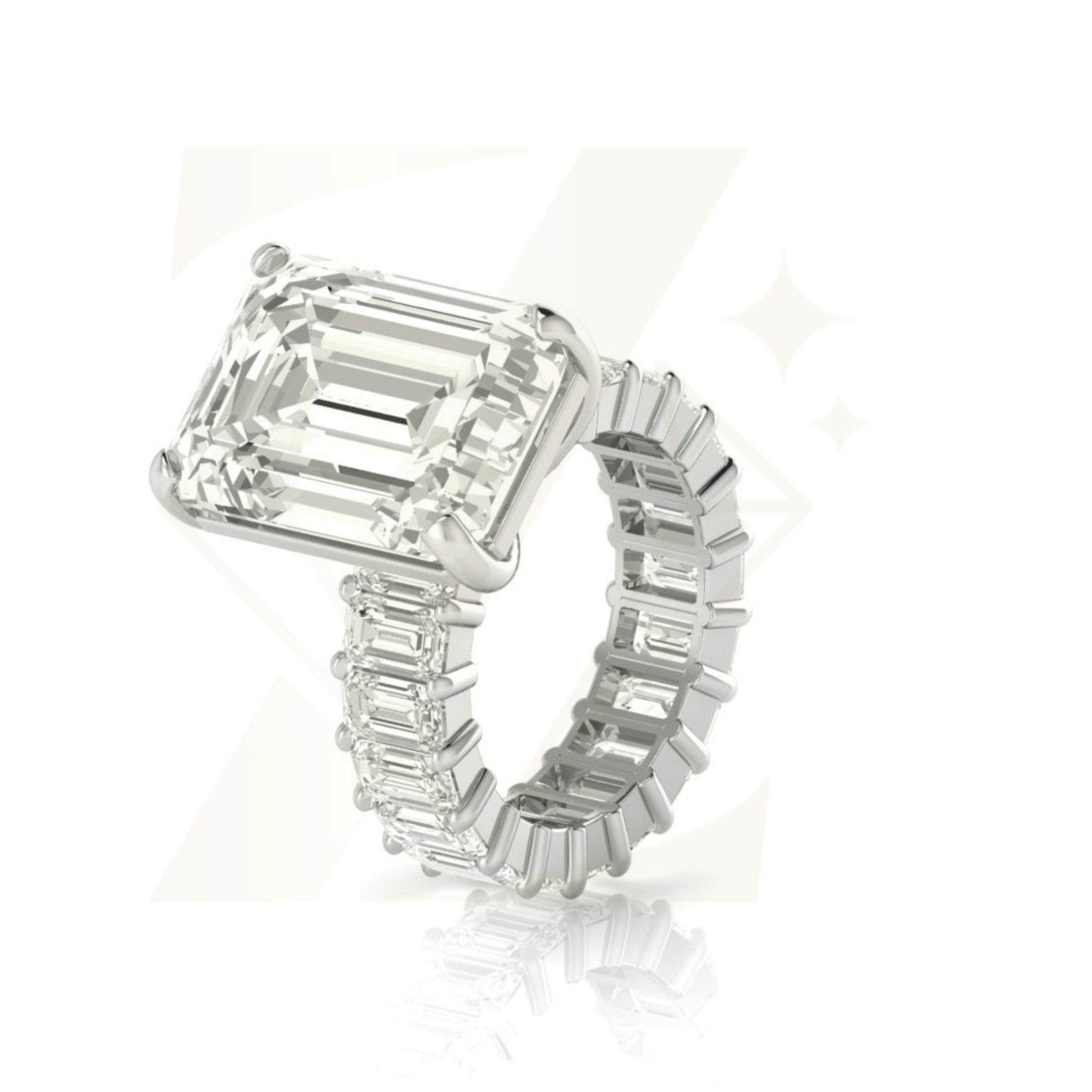 18.62 CTW Emerald Cut Ring - Zuvelio.com