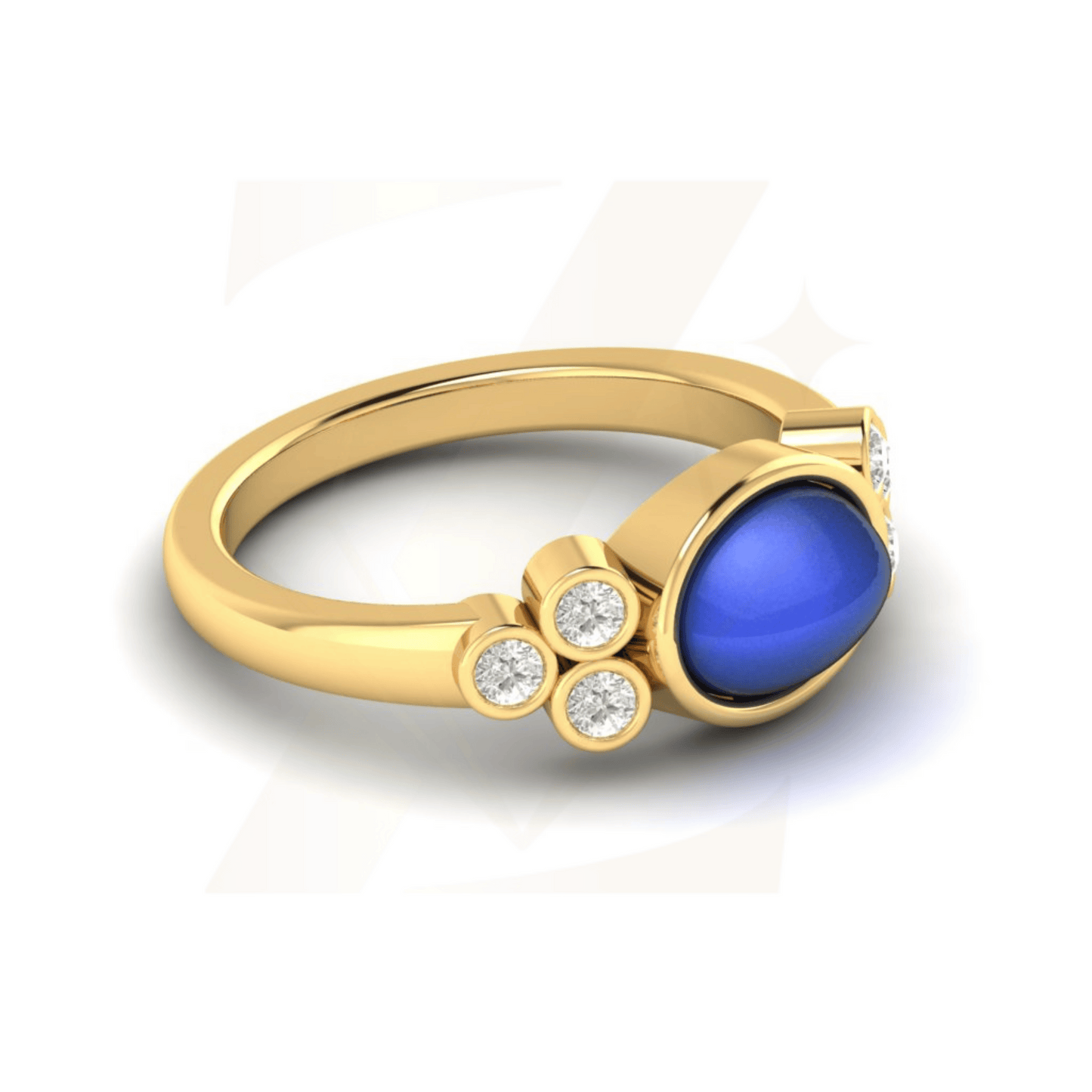 1.73 CTW Cabochon Oval And Round Cut Ring - Zuvelio.com