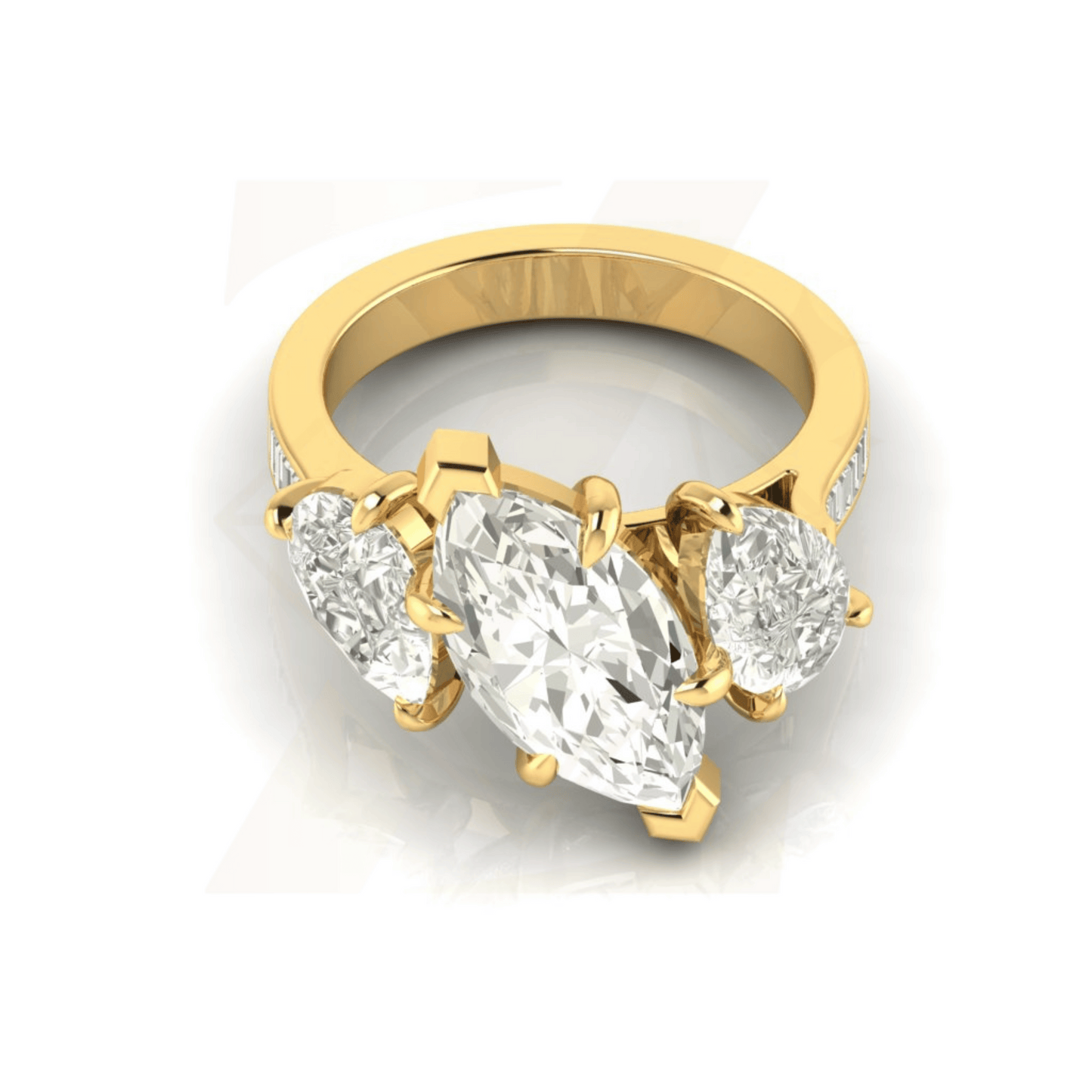 4.31 CTW Three Stone Cut Ring - Zuvelio.com