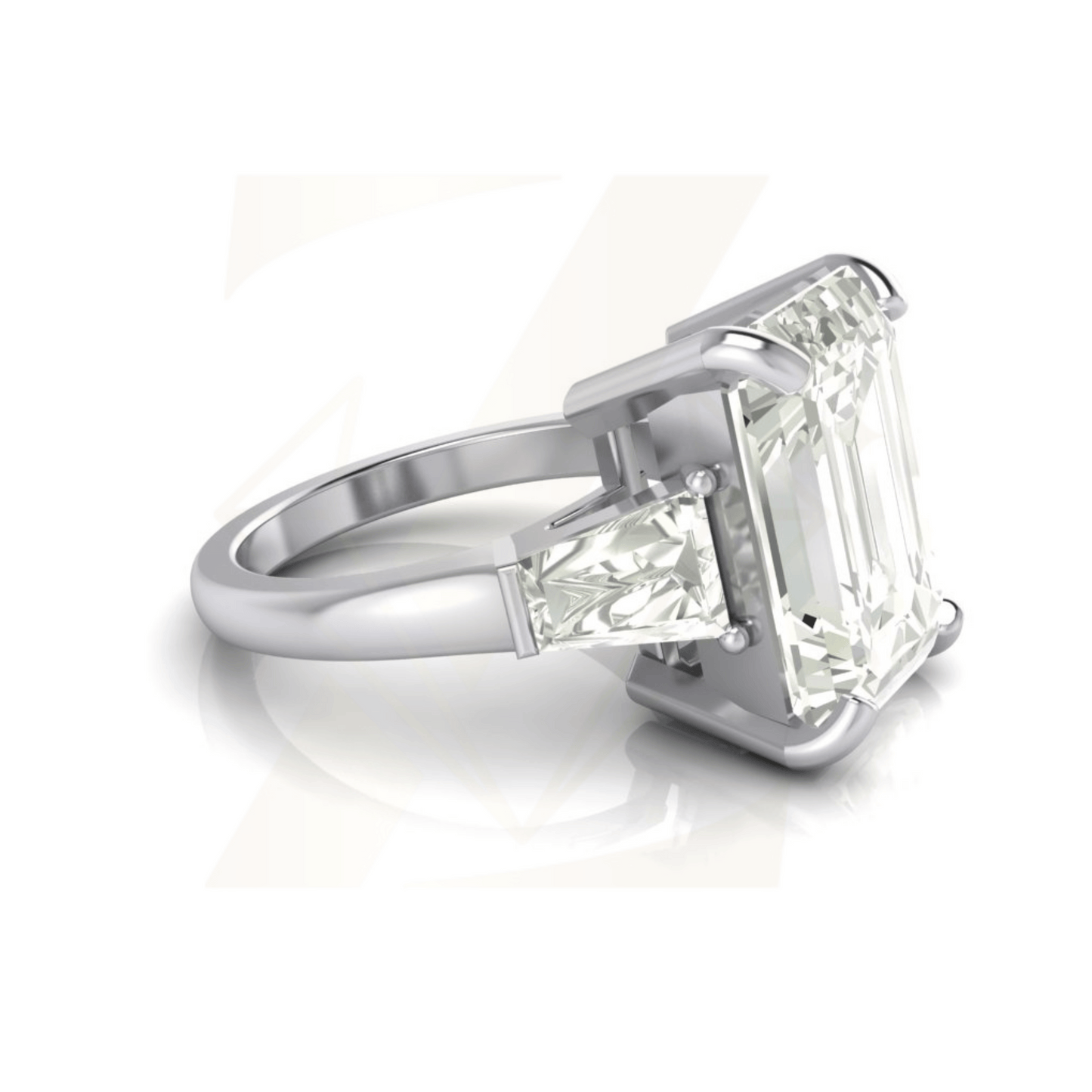 9.88 CTW Emerald And Tapered Baguette Cut Ring - Zuvelio.com