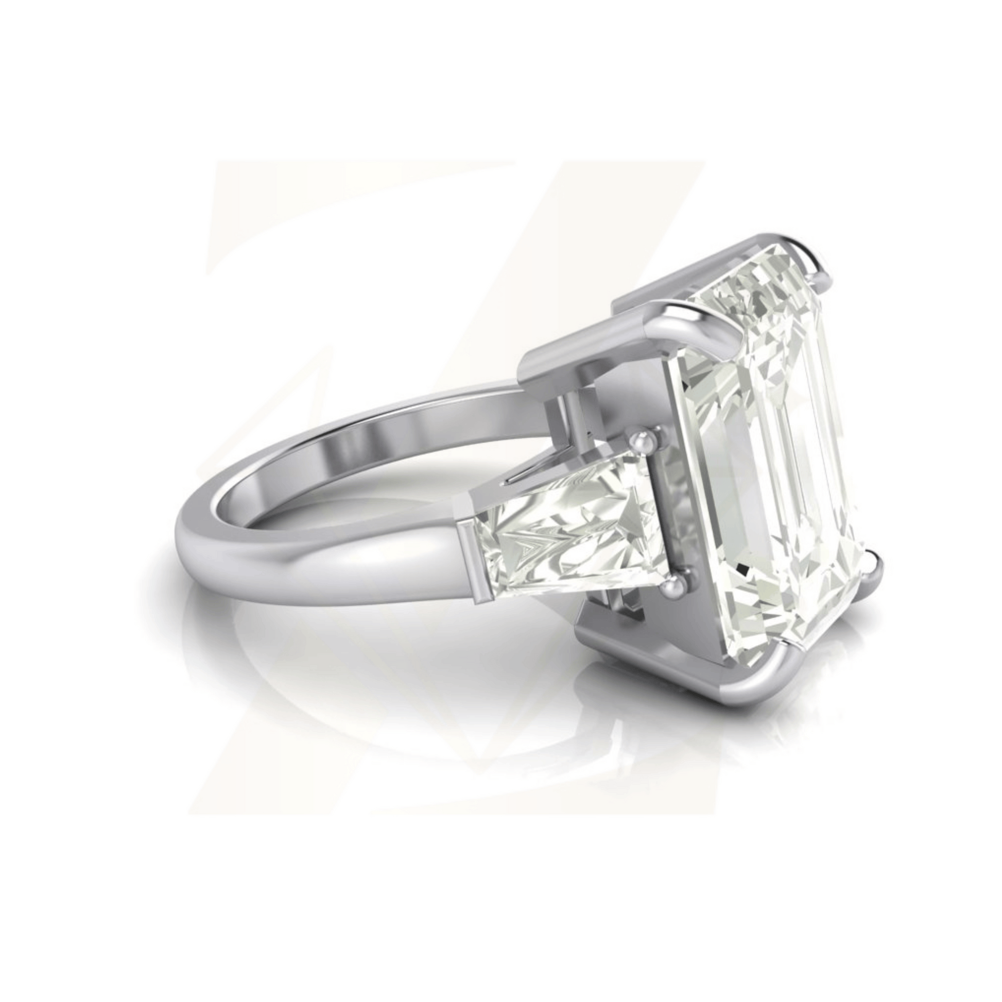 9.88 CTW Emerald And Tapered Baguette Cut Ring - Zuvelio.com