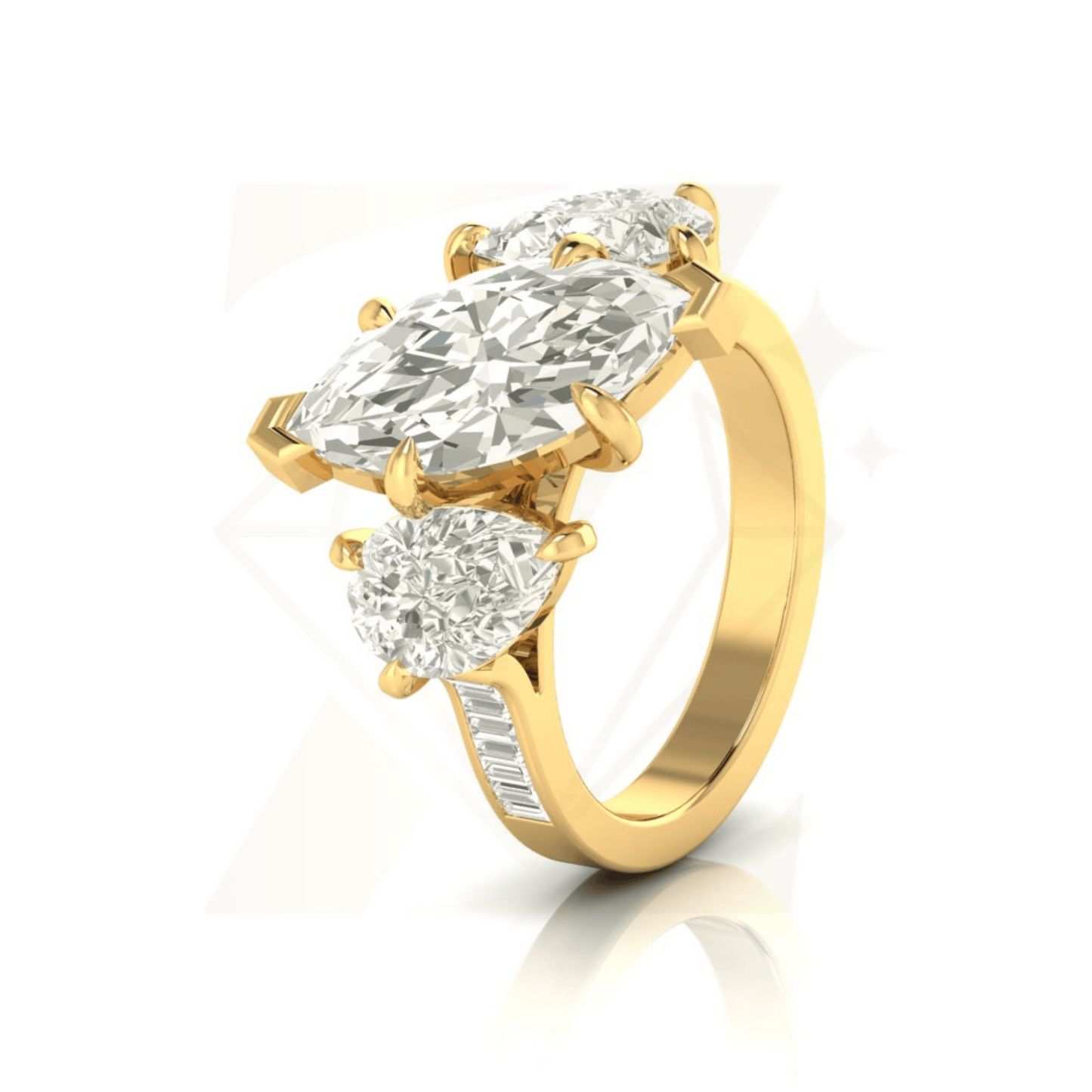 4.31 CTW Three Stone Cut Ring - Zuvelio.com