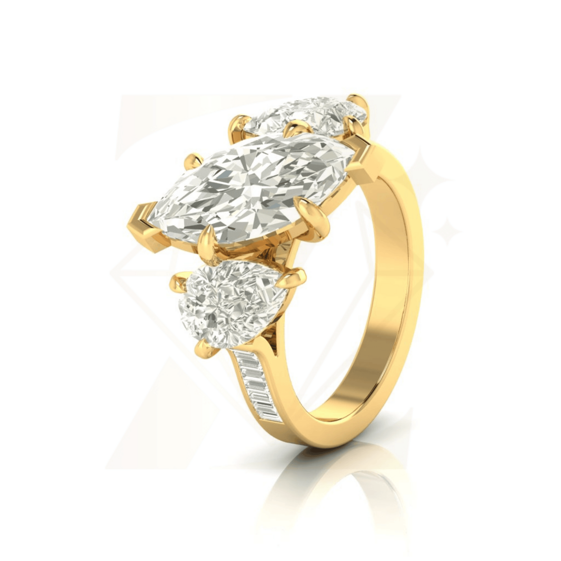 4.31 CTW Three Stone Cut Ring - Zuvelio.com
