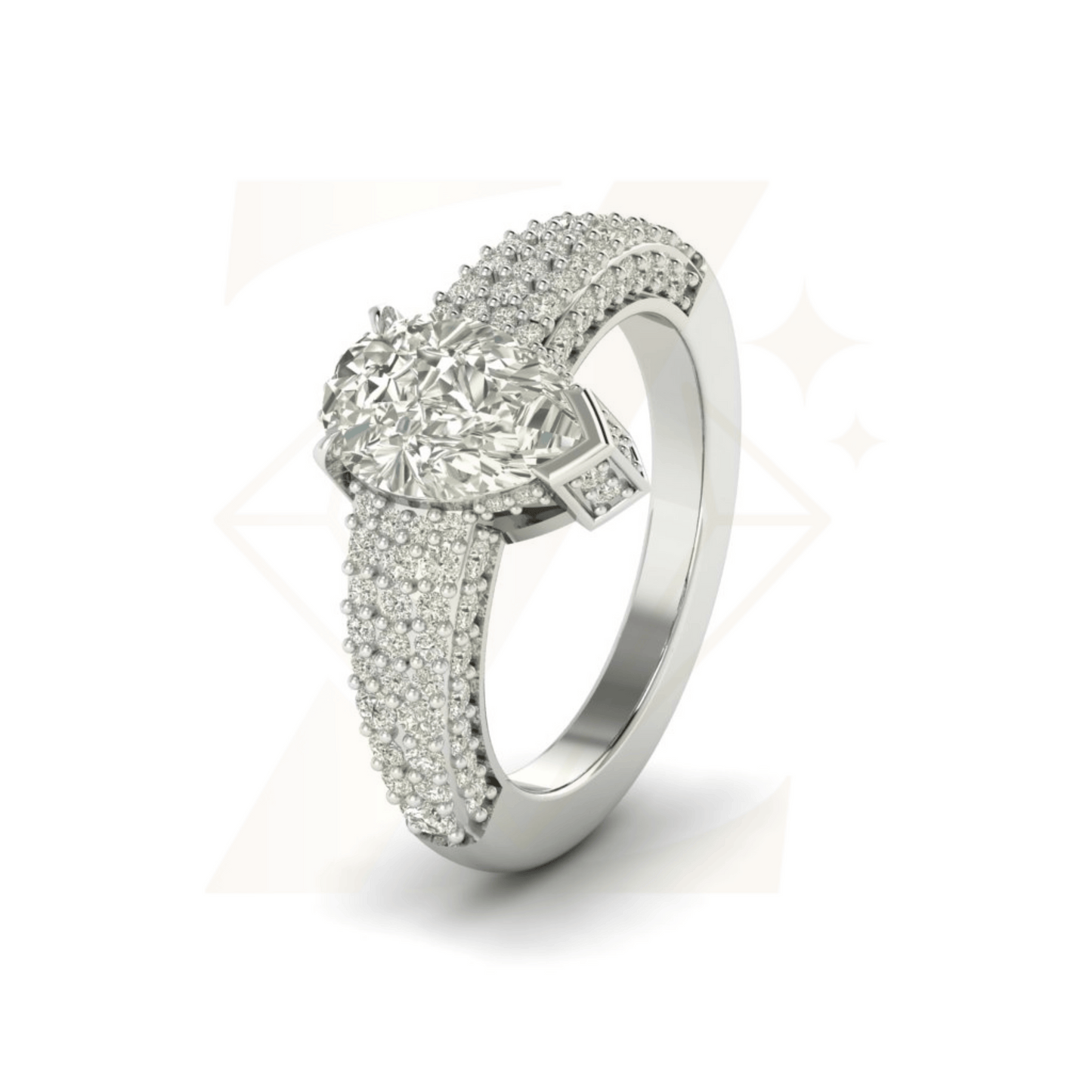 2.00 CTW Pear Cut Ring - Zuvelio.com