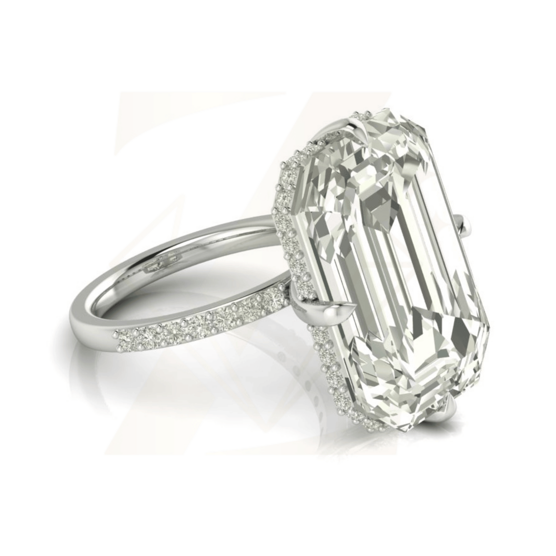 21.00 CTW Emerald Cut Ring - Zuvelio.com