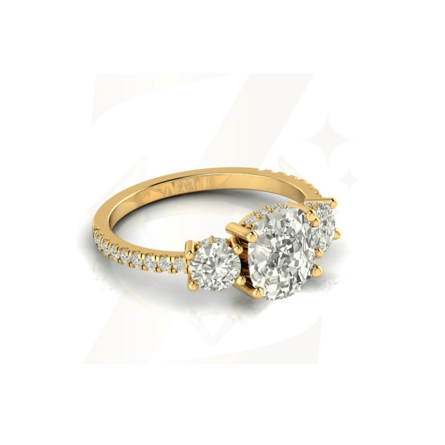 3.50 CTW Cushion Cut Ring - Zuvelio.com