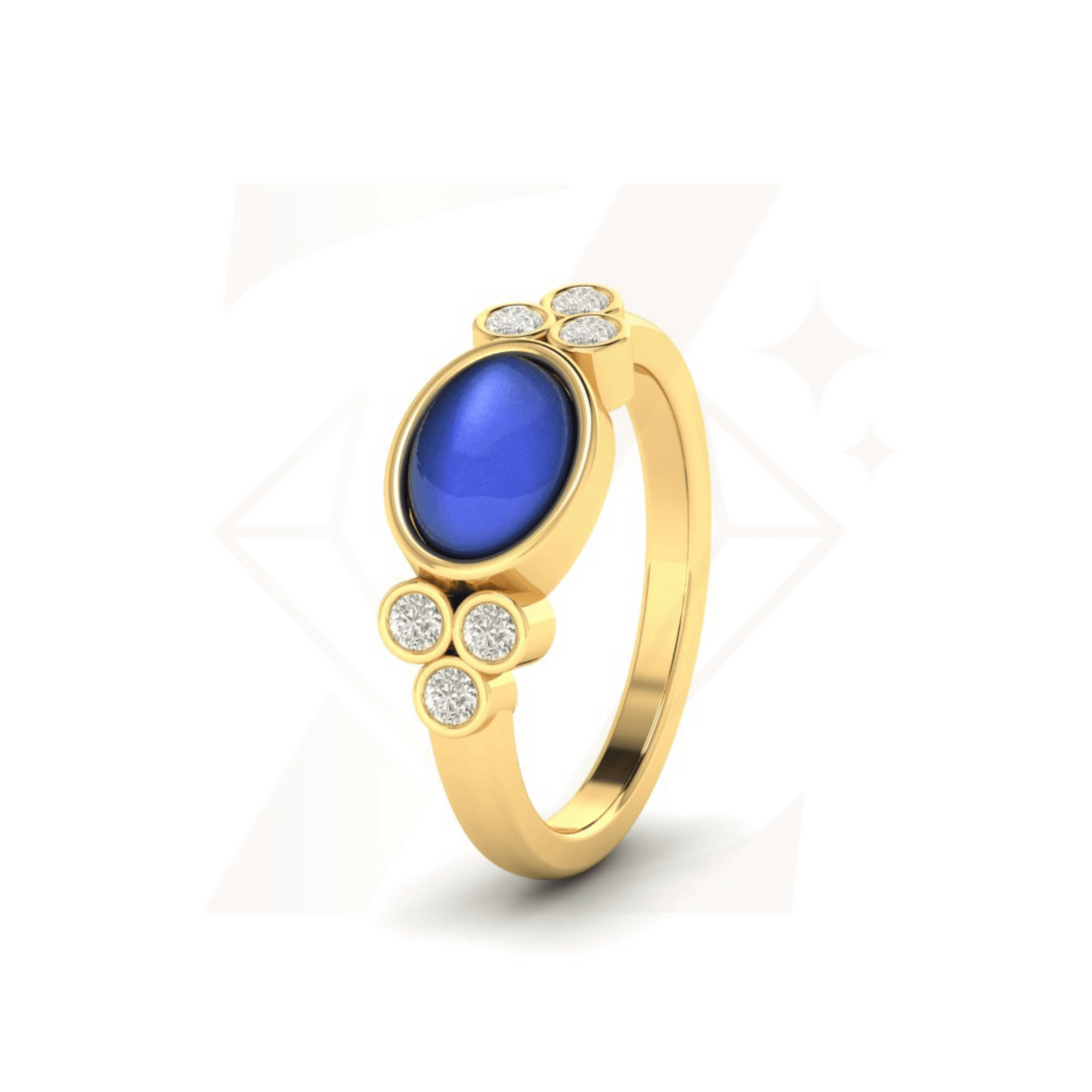 1.73 CTW Cabochon Oval And Round Cut Ring - Zuvelio.com