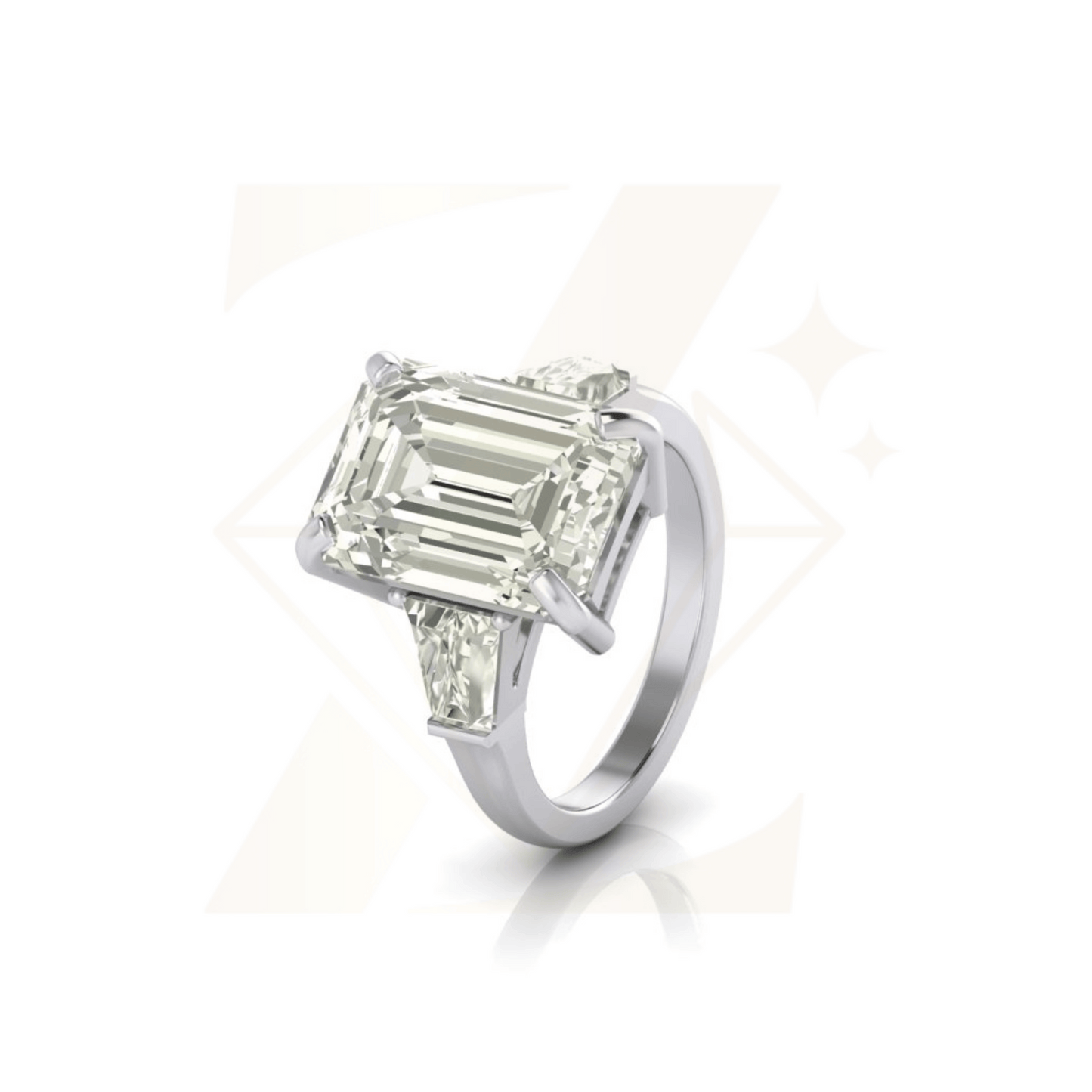 9.88 CTW Emerald And Tapered Baguette Cut Ring - Zuvelio.com