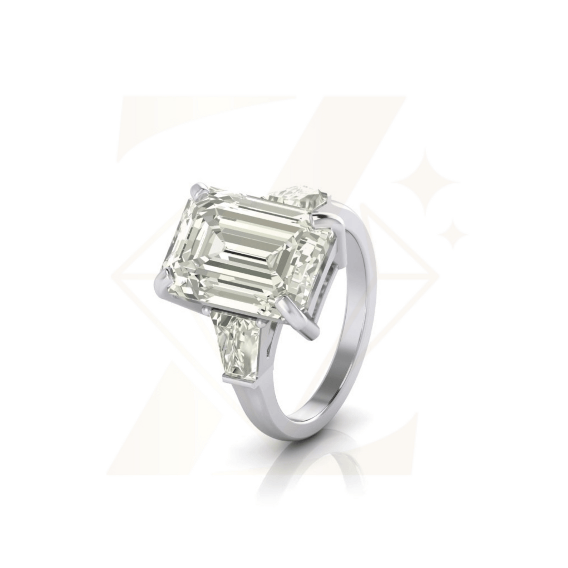 9.88 CTW Emerald And Tapered Baguette Cut Ring - Zuvelio.com