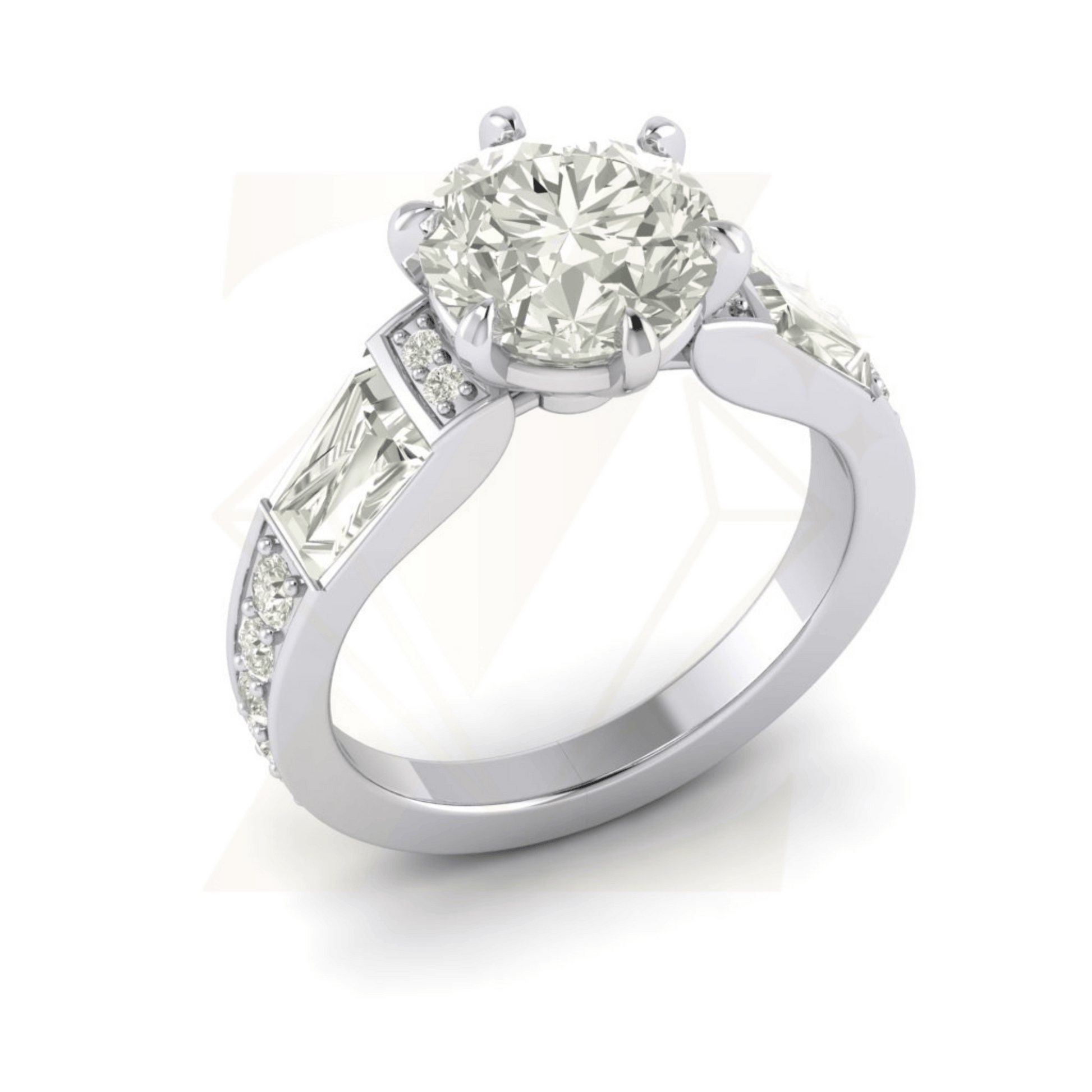 3.93 CTW Round And Cushion Baguette Ring - Zuvelio.com
