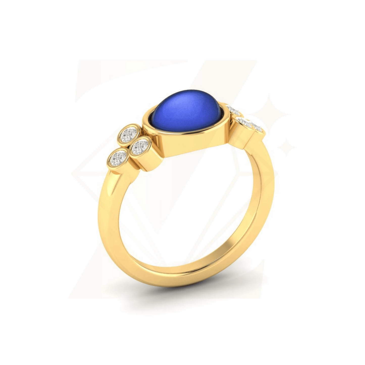 1.73 CTW Cabochon Oval And Round Cut Ring - Zuvelio.com
