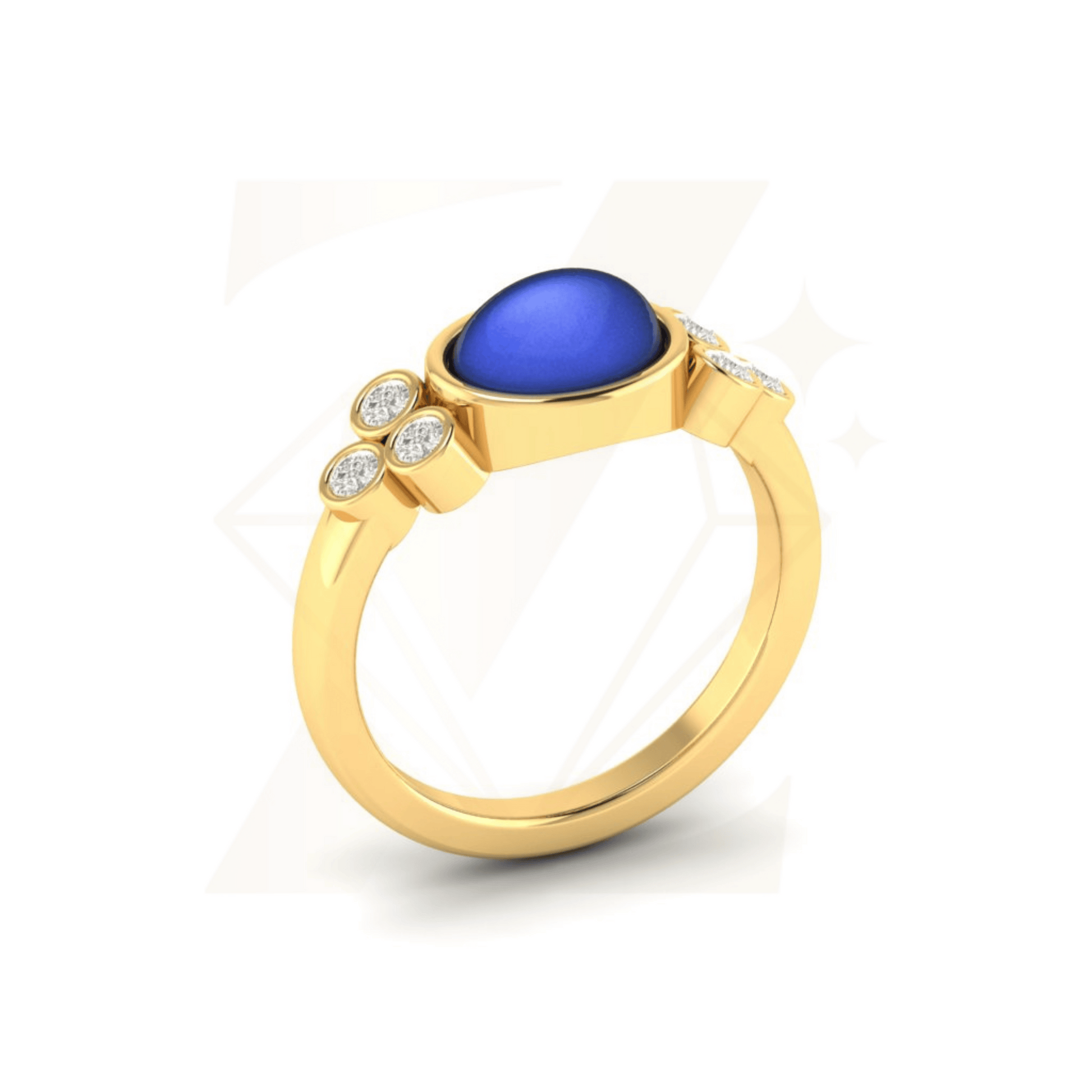 1.73 CTW Cabochon Oval And Round Cut Ring - Zuvelio.com