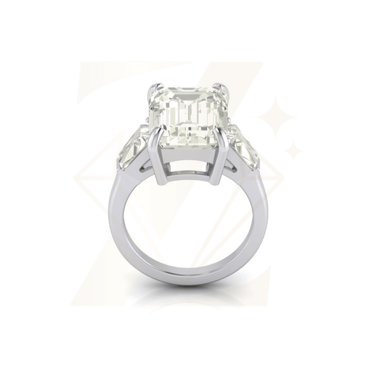 9.88 CTW Emerald And Tapered Baguette Cut Ring - Zuvelio.com