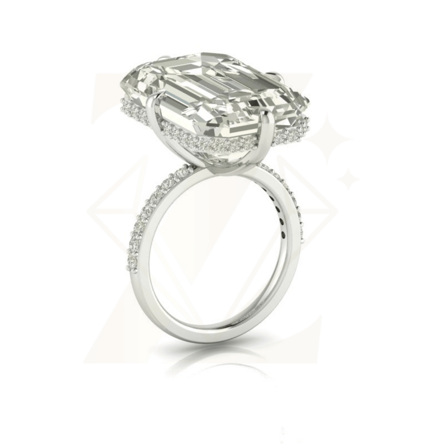 21.00 CTW Emerald Cut Ring - Zuvelio.com
