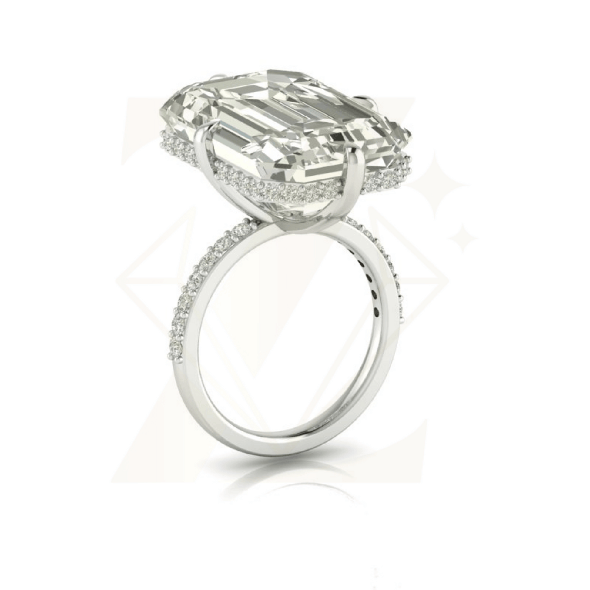 21.00 CTW Emerald Cut Ring - Zuvelio.com