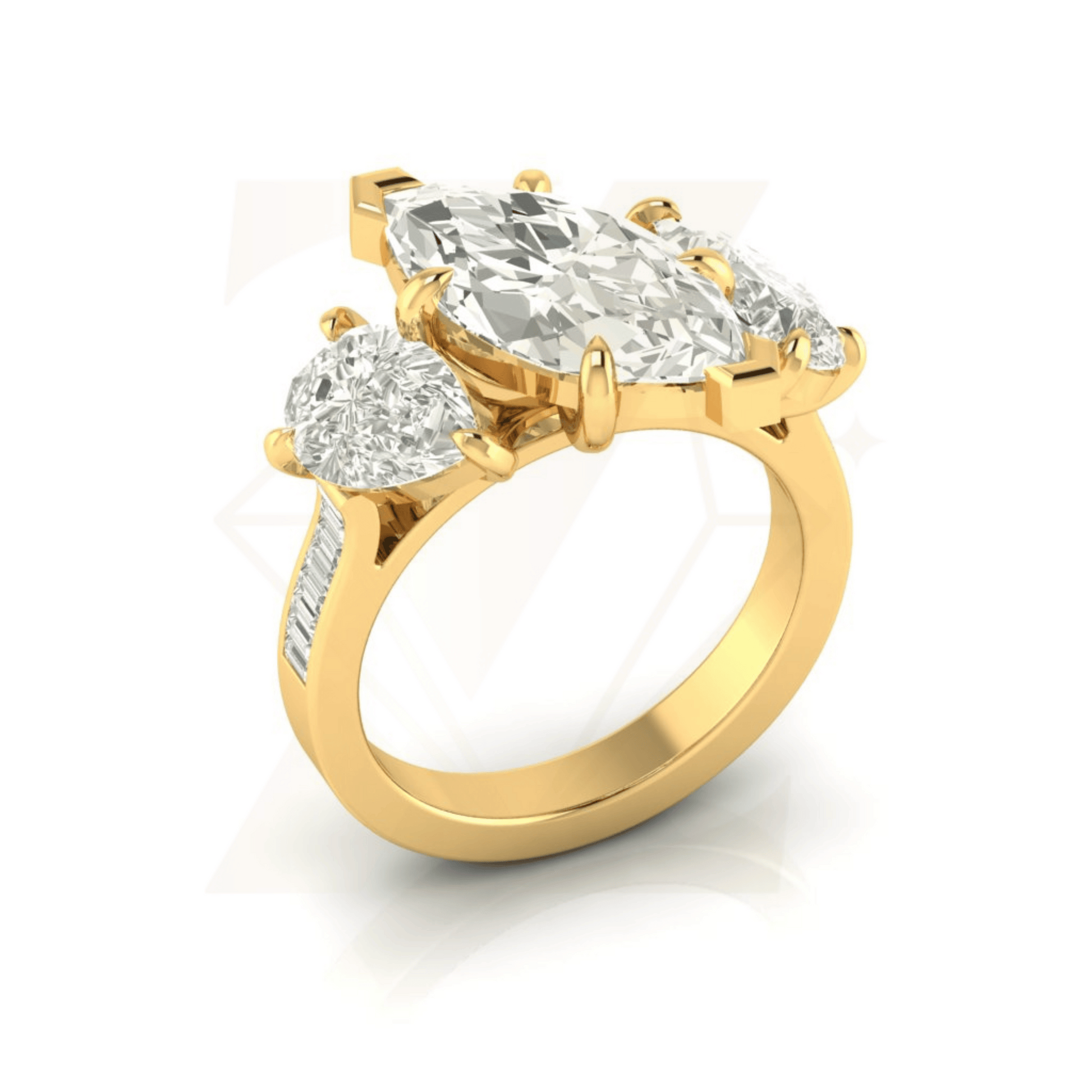 4.31 CTW Three Stone Cut Ring - Zuvelio.com
