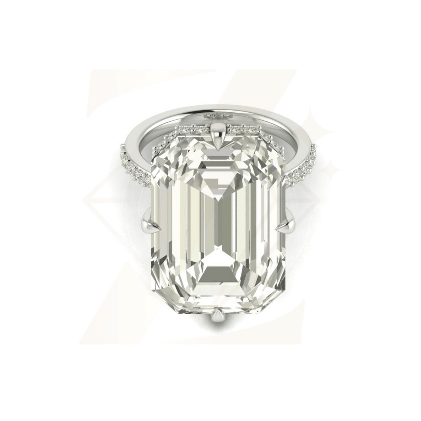 21.00 CTW Emerald Cut Ring - Zuvelio.com
