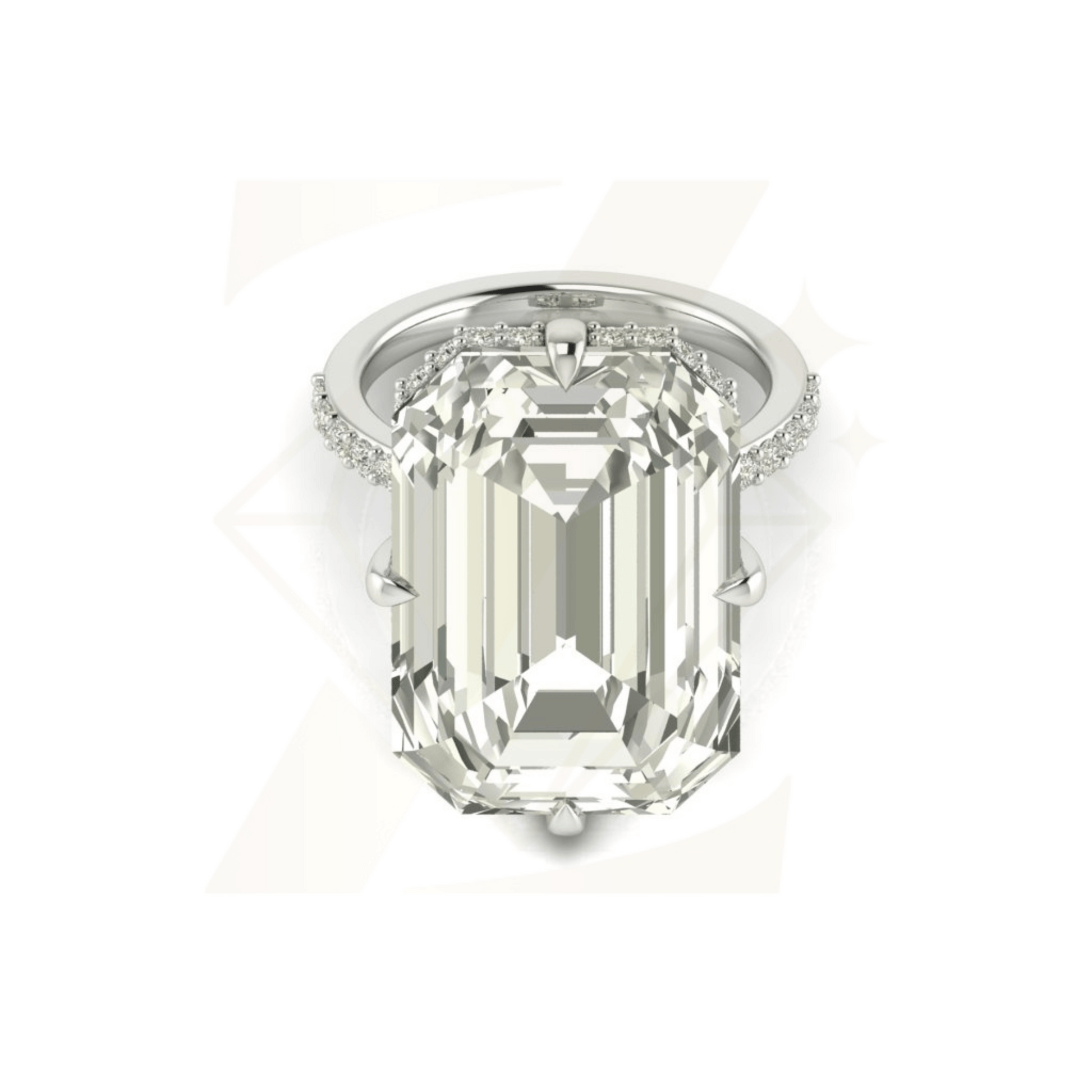 21.00 CTW Emerald Cut Ring - Zuvelio.com