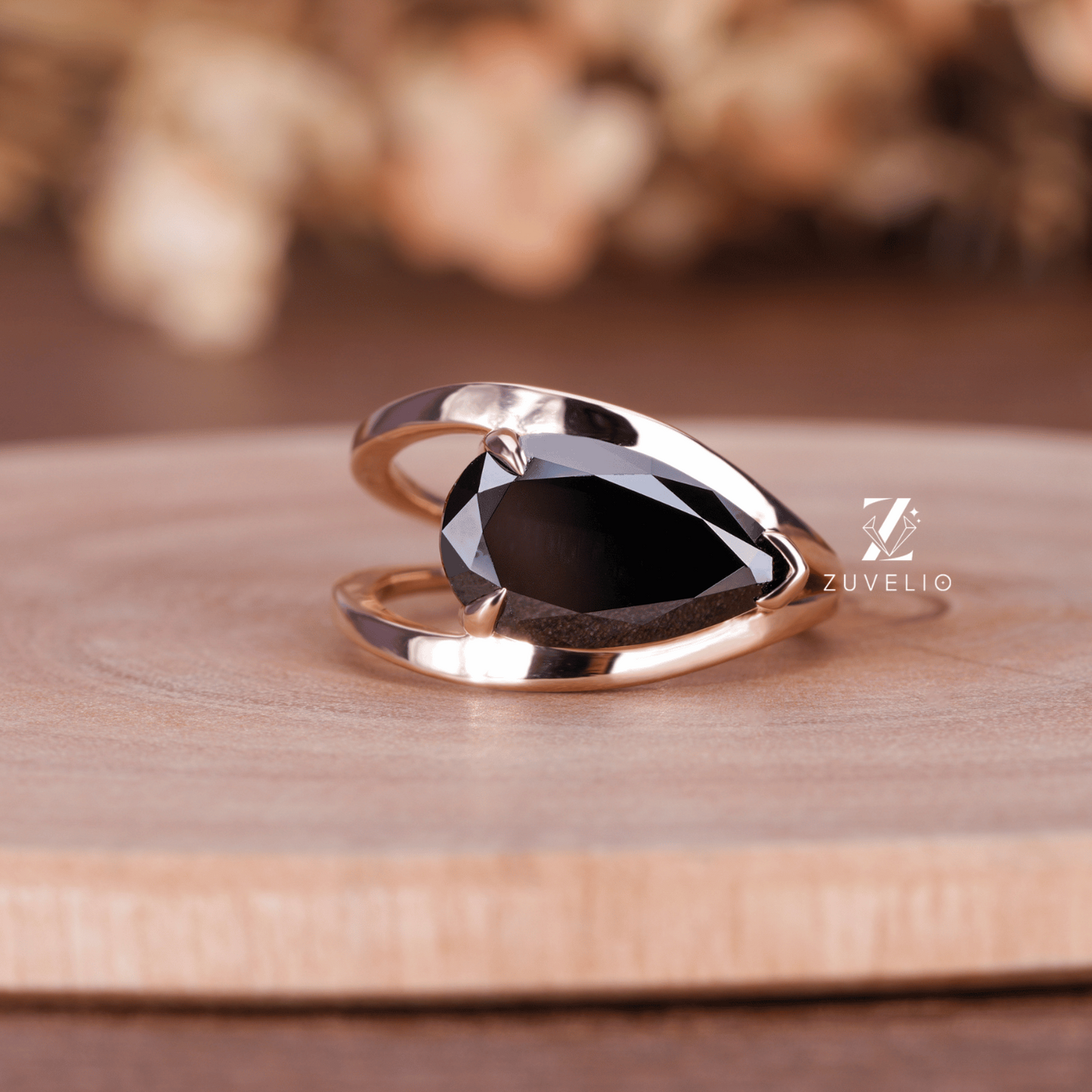 Pear Moissanite V Prong Ring