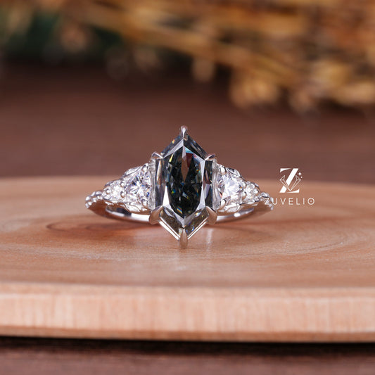Hexagon Marquise Moissanite Ring
