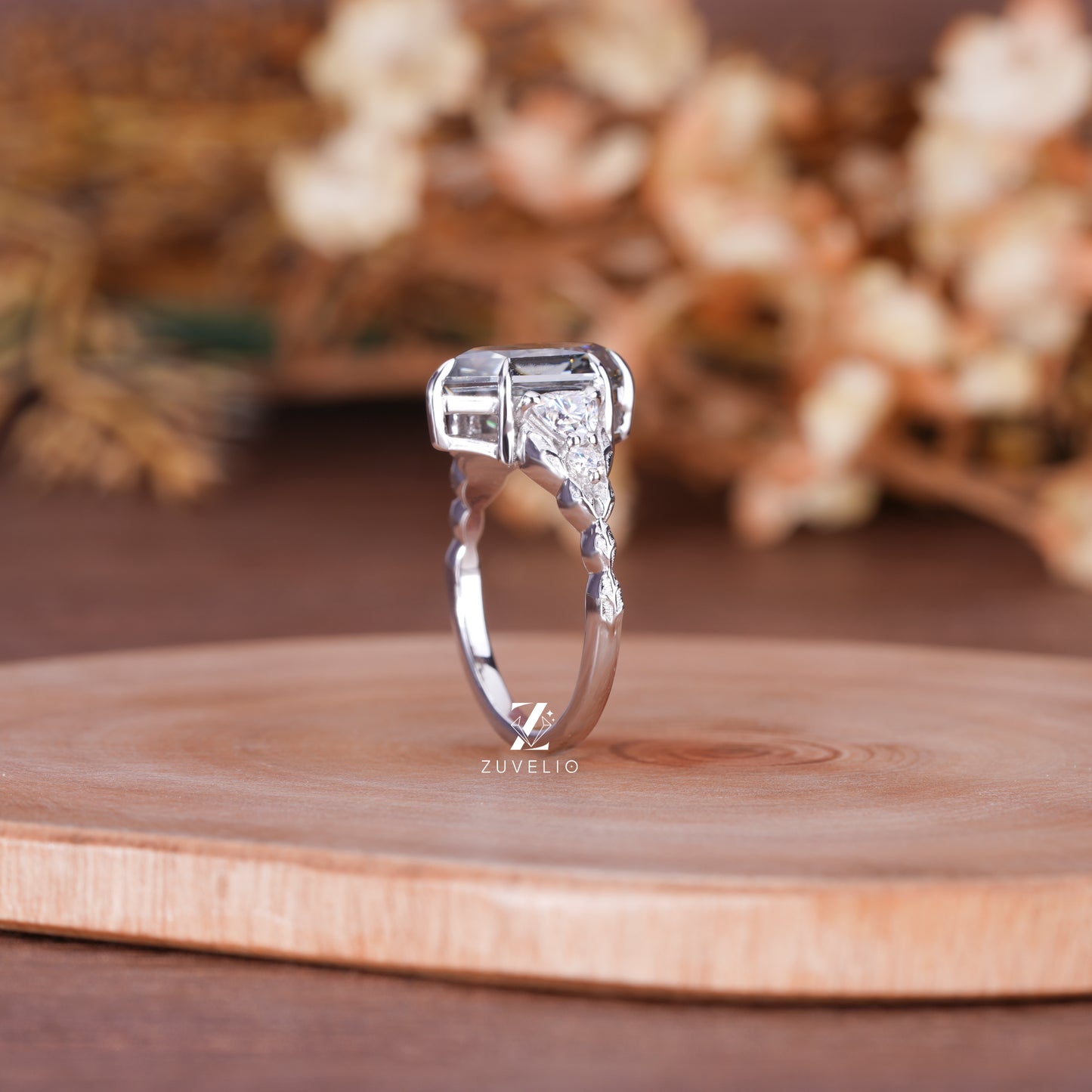 Hexagon Marquise Moissanite Ring
