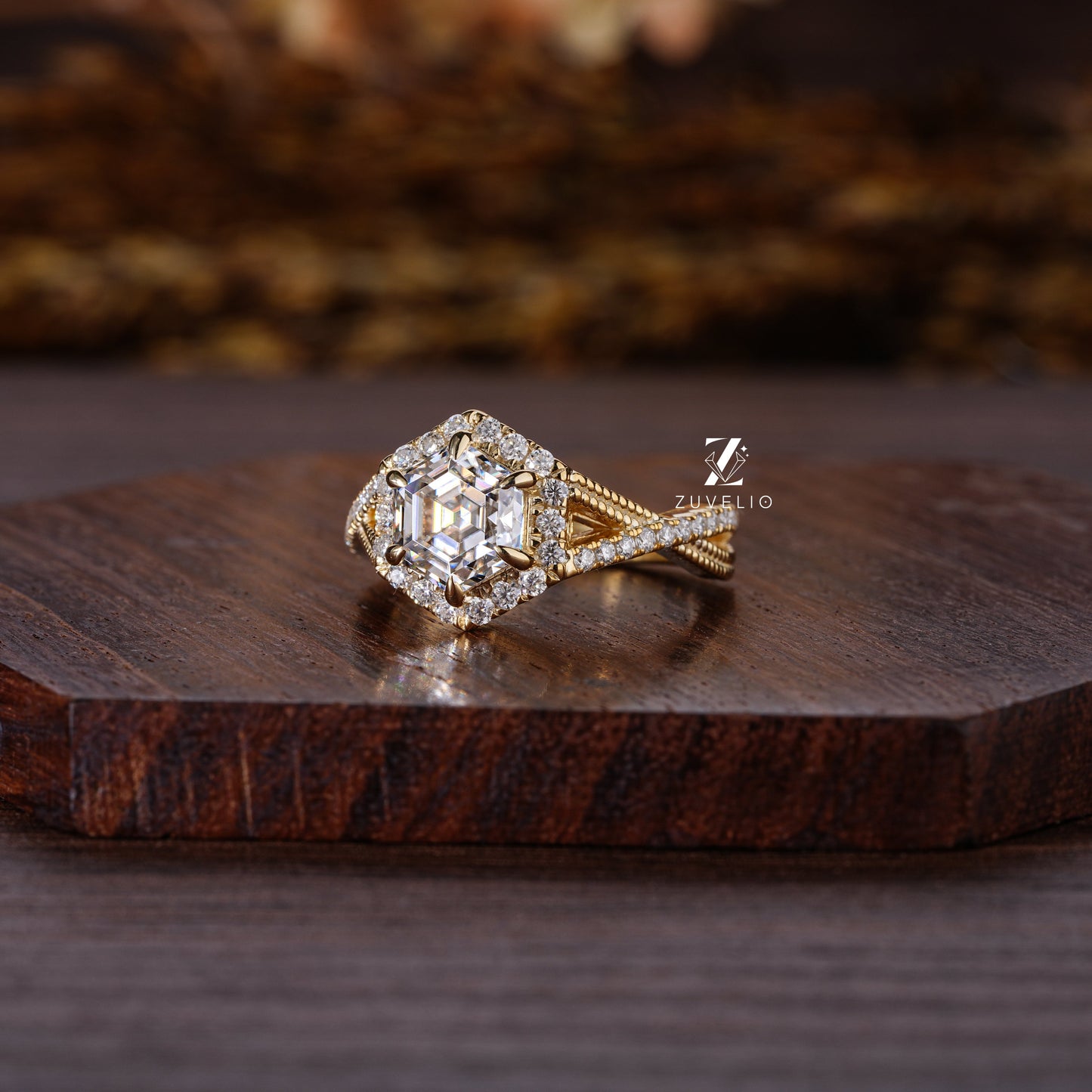 Hezagon Cut Yellow Gold Ring - Zuvelio.com