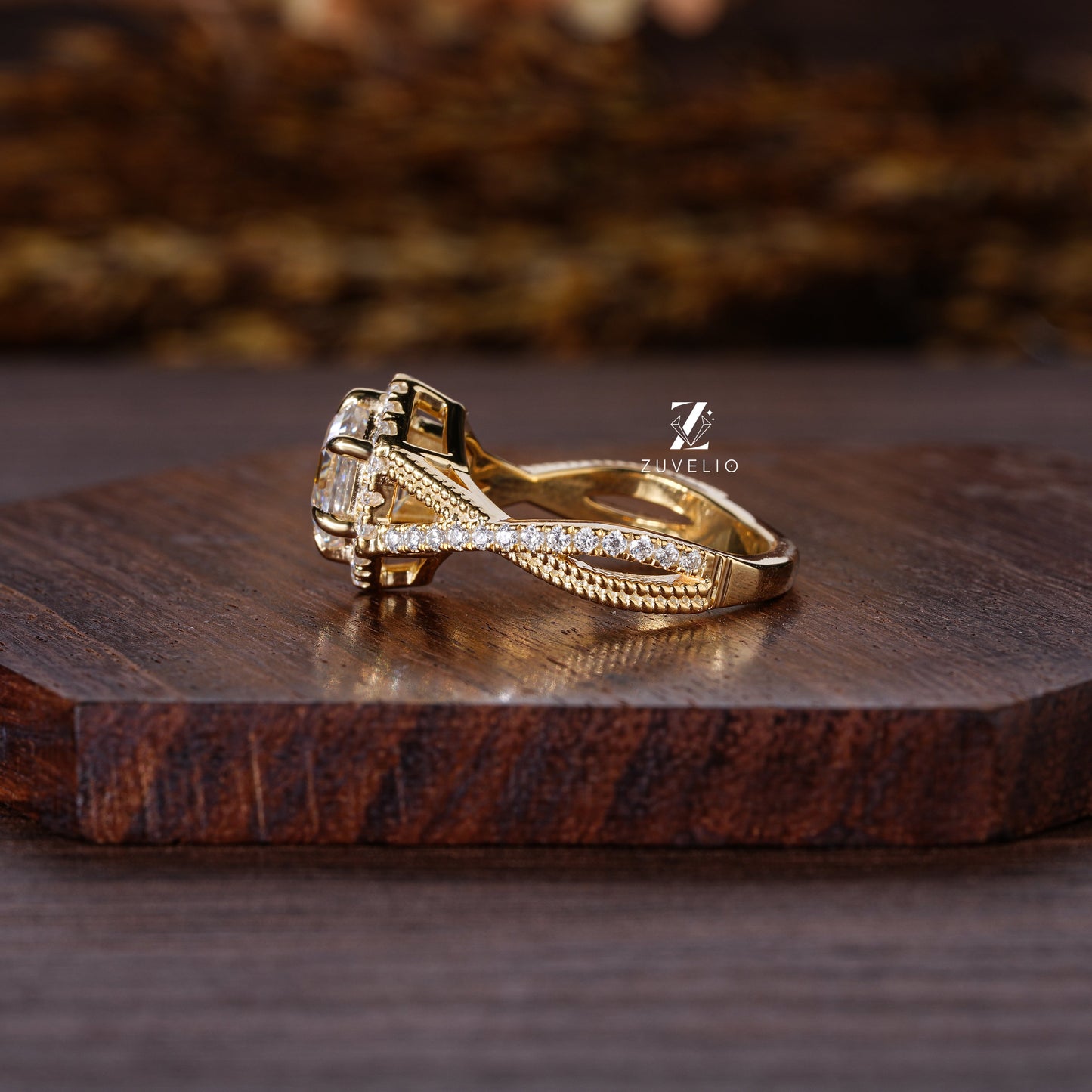 Hezagon Cut Yellow Gold Ring - Zuvelio.com