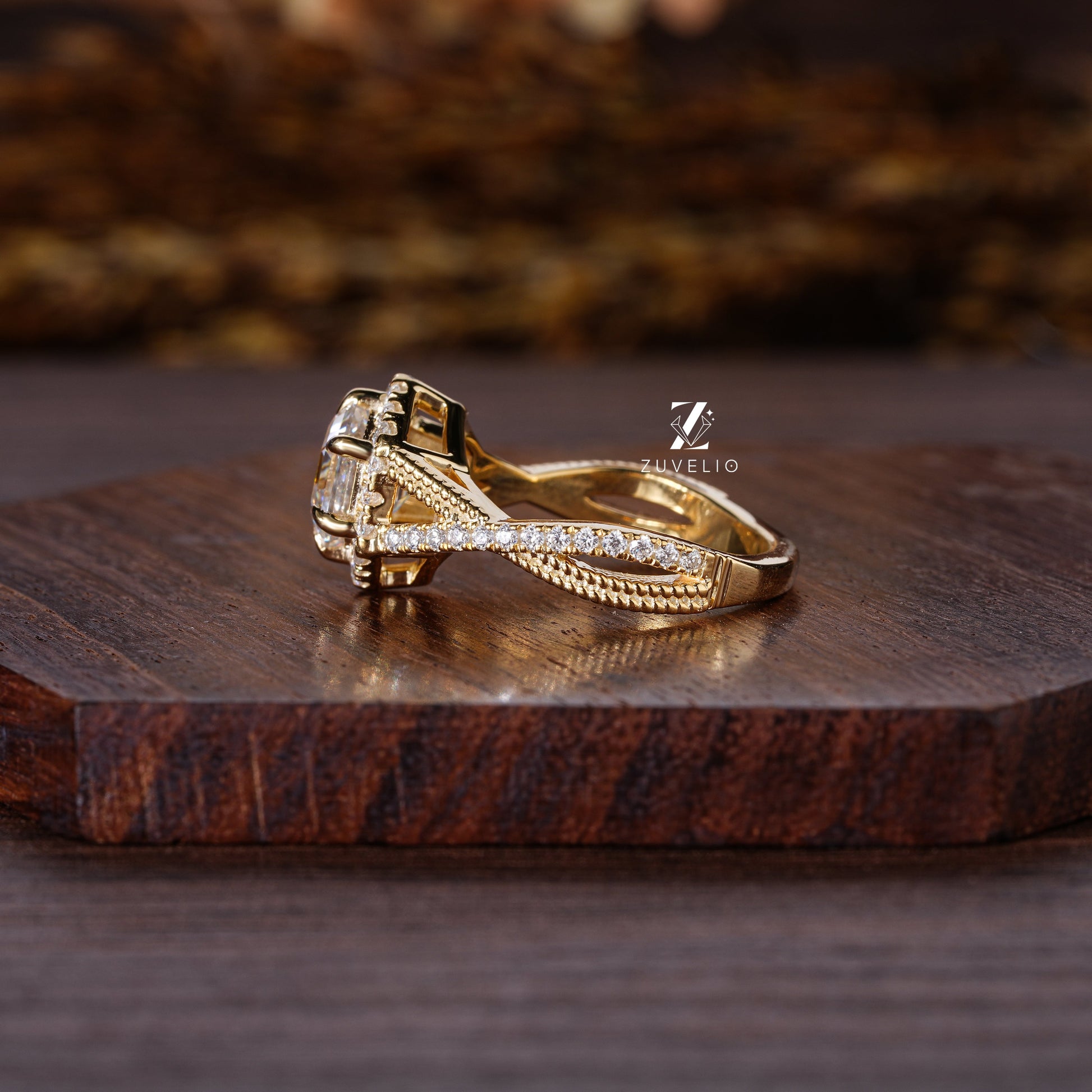 Hezagon Cut Yellow Gold Ring - Zuvelio.com