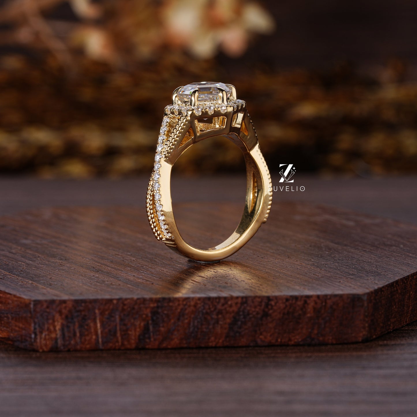Hezagon Cut Yellow Gold Ring - Zuvelio.com