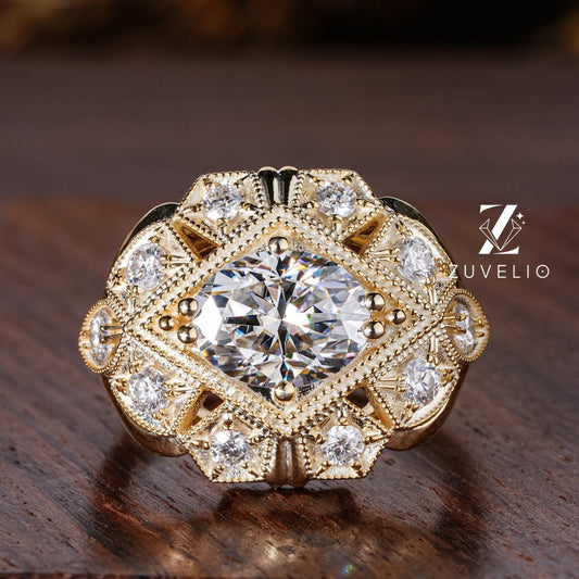 Art Deco Dome Moissanite Ring - Zuvelio.com
