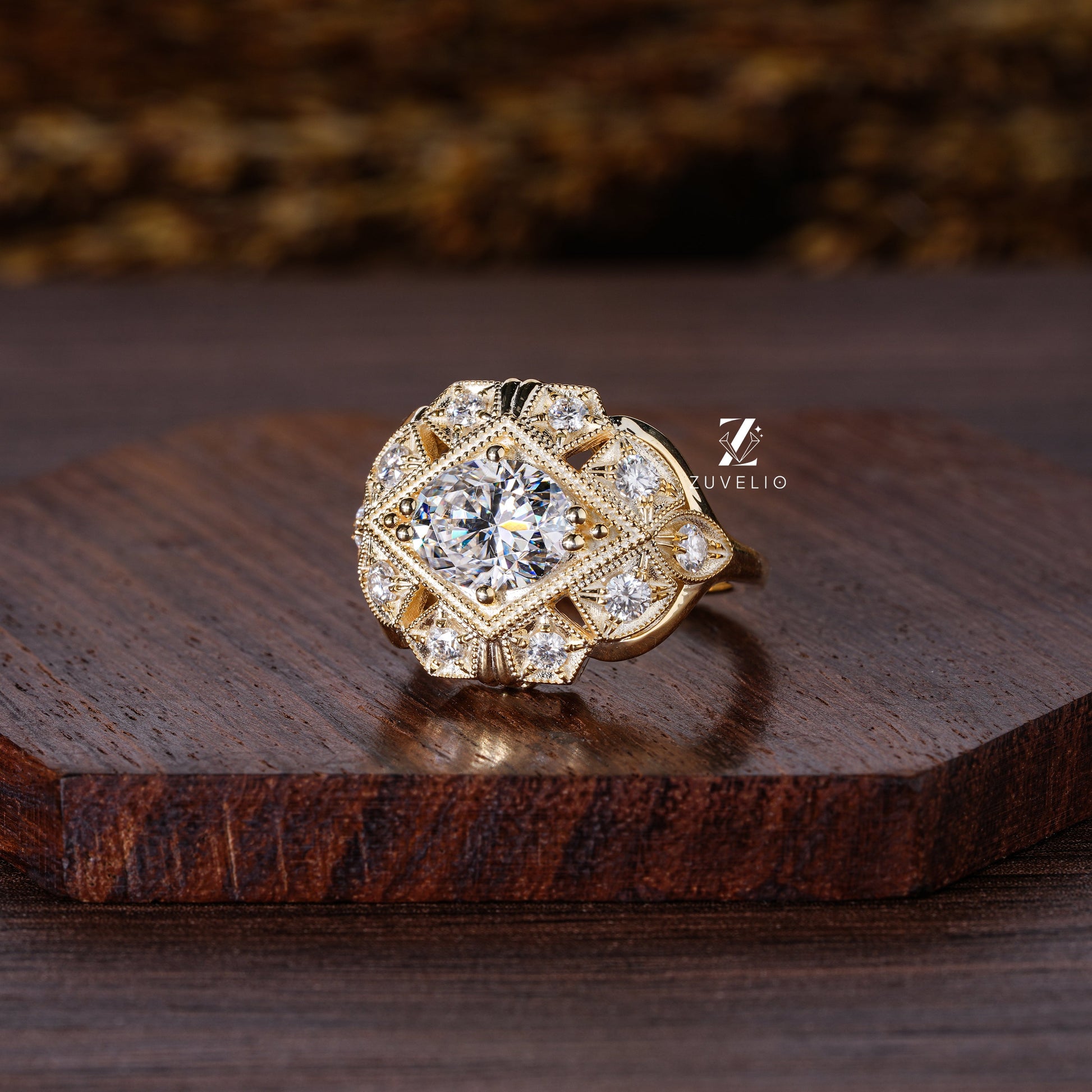 Art Deco Dome Moissanite Ring - Zuvelio.com