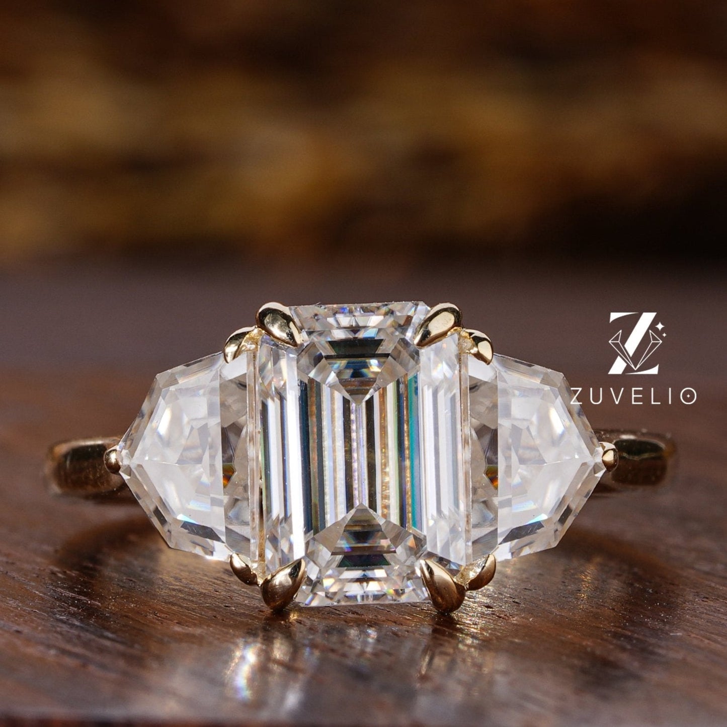 Emerald Cut Trilogy Ring - Zuvelio.com