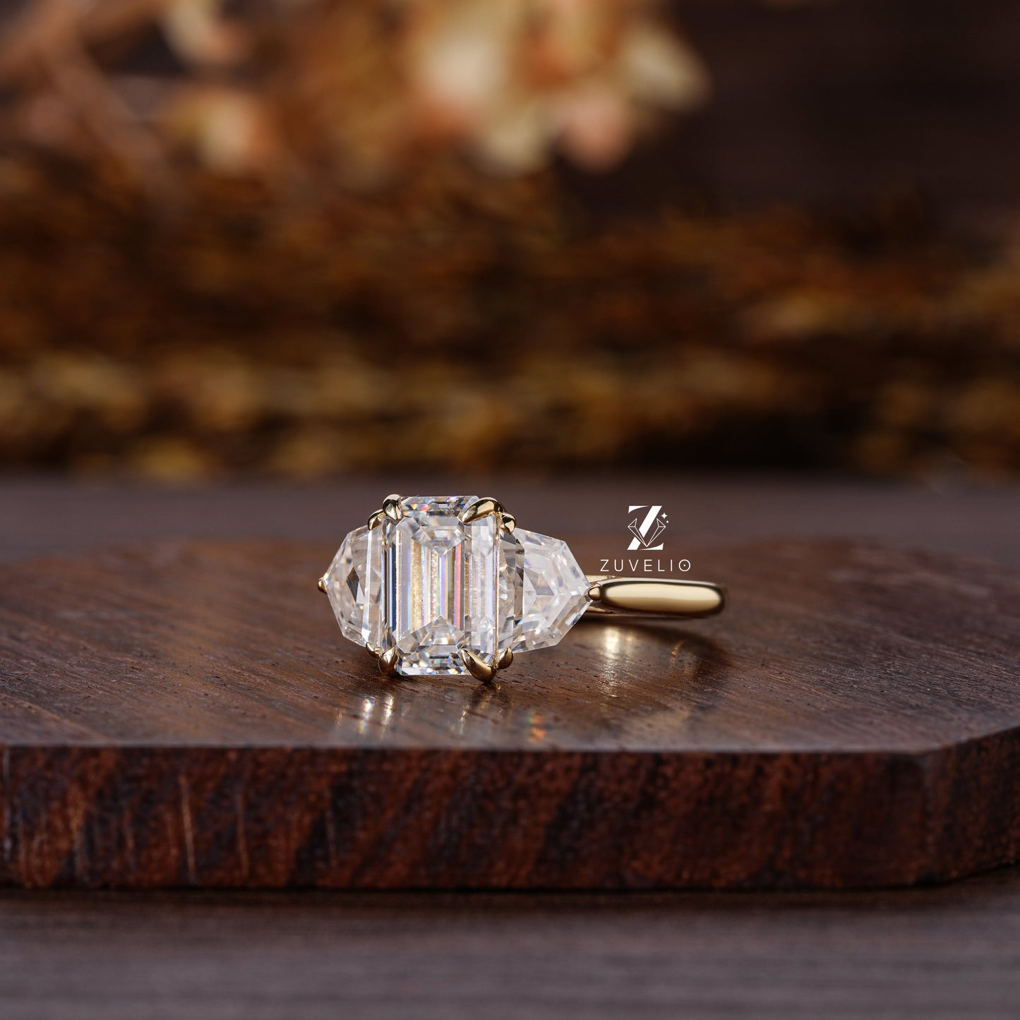 Emerald Cut Trilogy Ring - Zuvelio.com