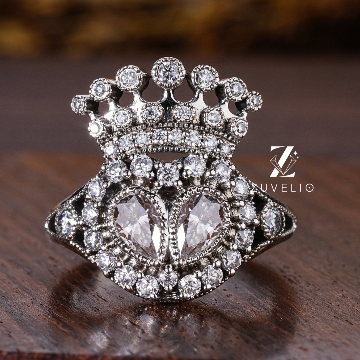 Rose cut Queen Moissanite Ring - Zuvelio.com