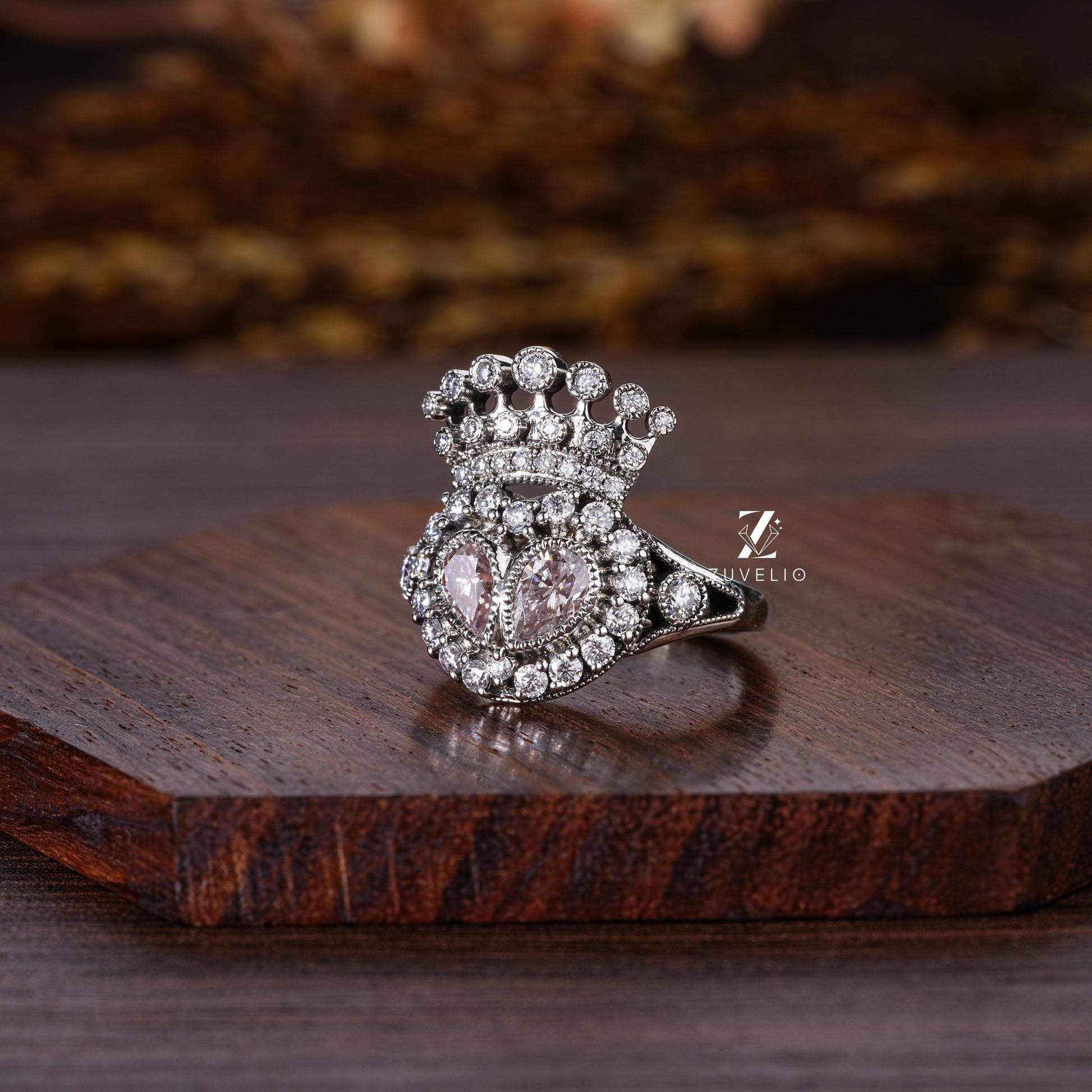Rose cut Queen Moissanite Ring - Zuvelio.com