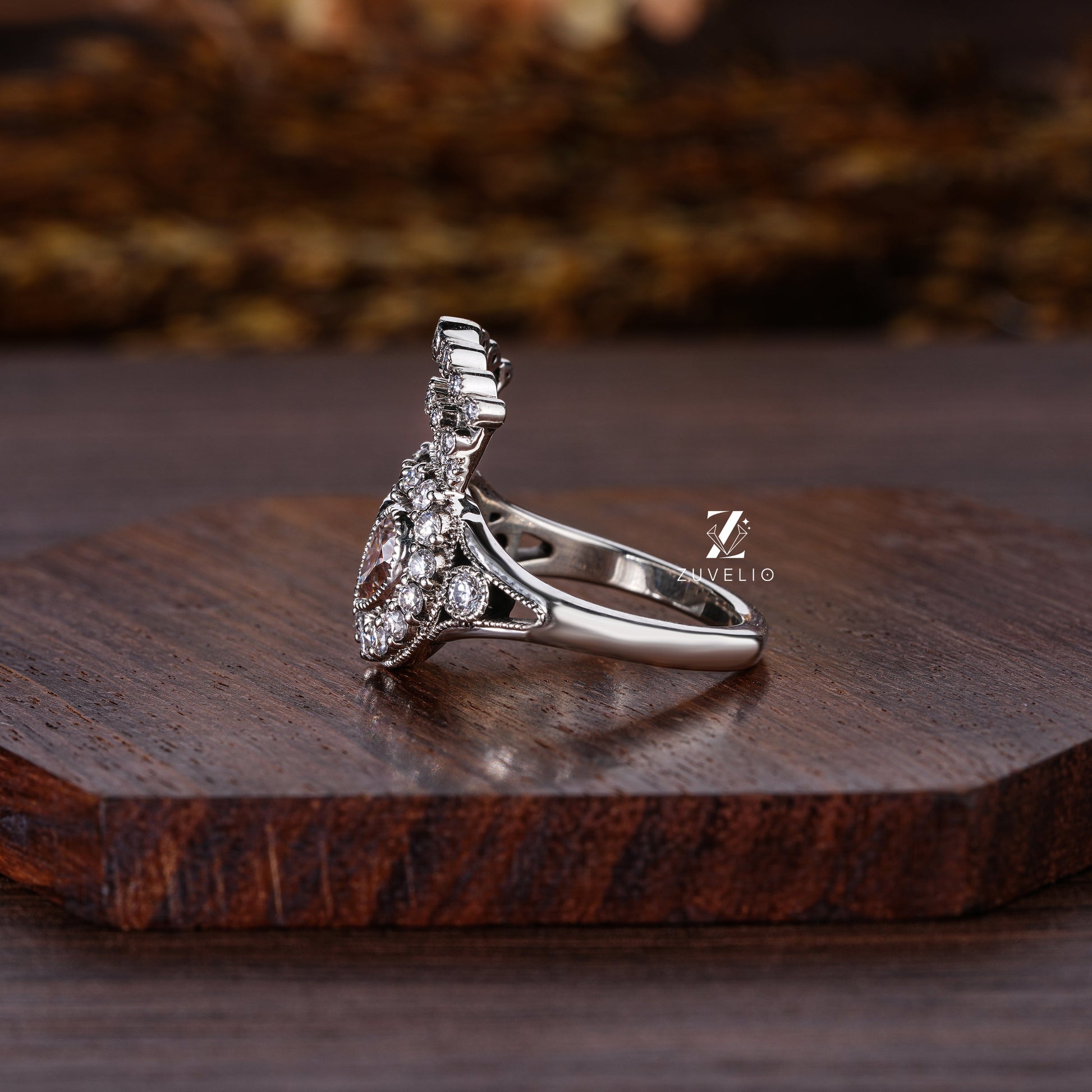Rose cut Queen Moissanite Ring - Zuvelio.com