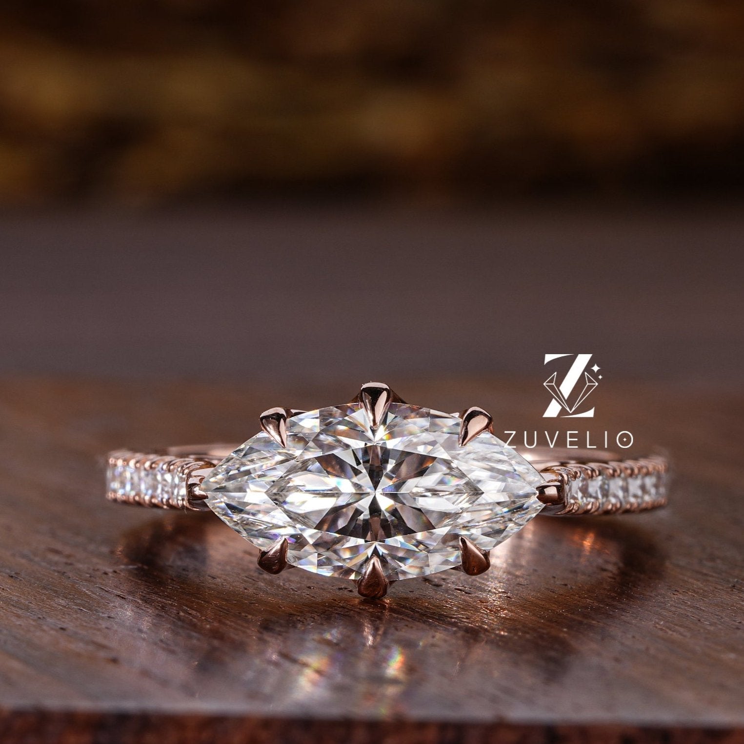 Marquise Cut Rose Gold Ring - Zuvelio.com
