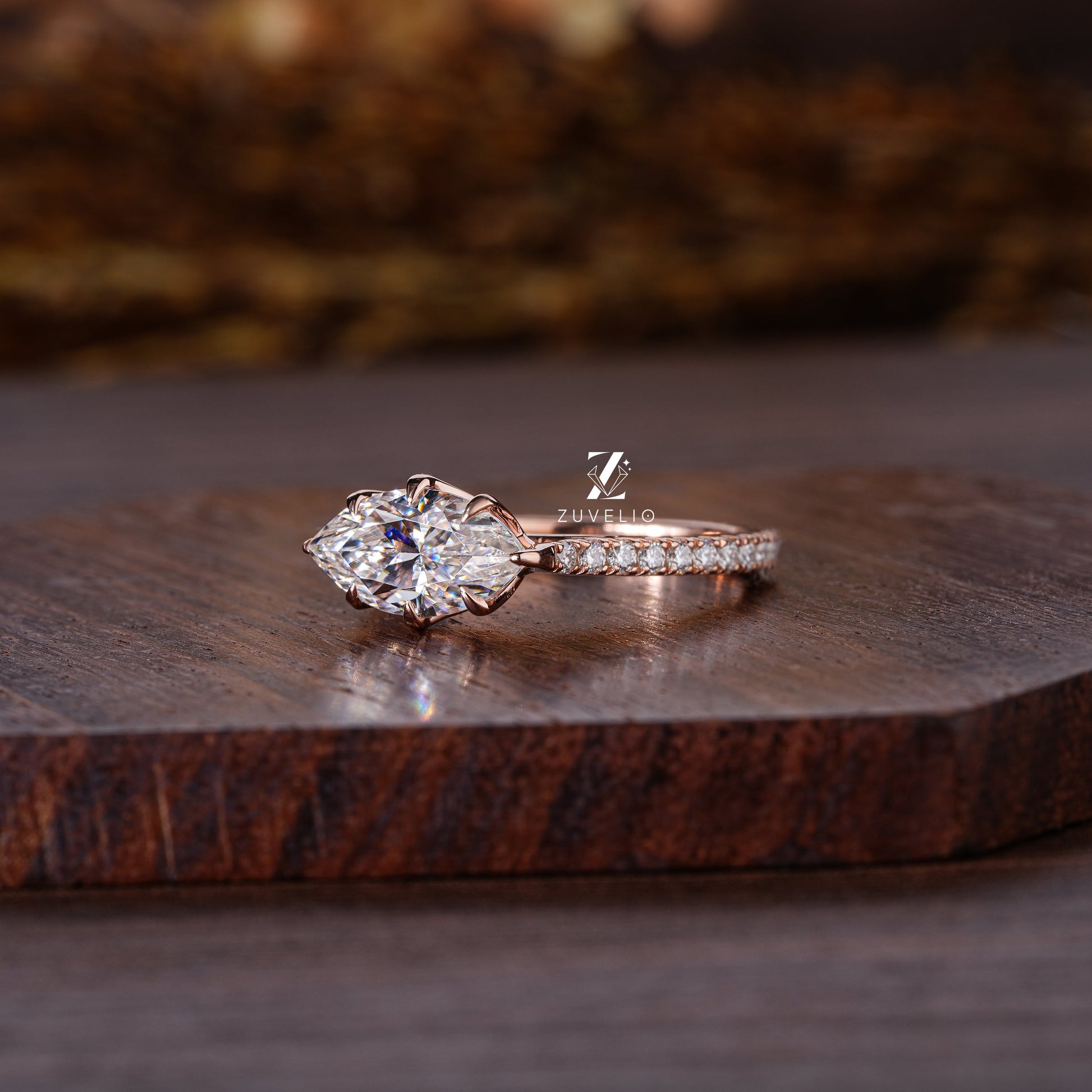 Marquise Cut Rose Gold Ring - Zuvelio.com