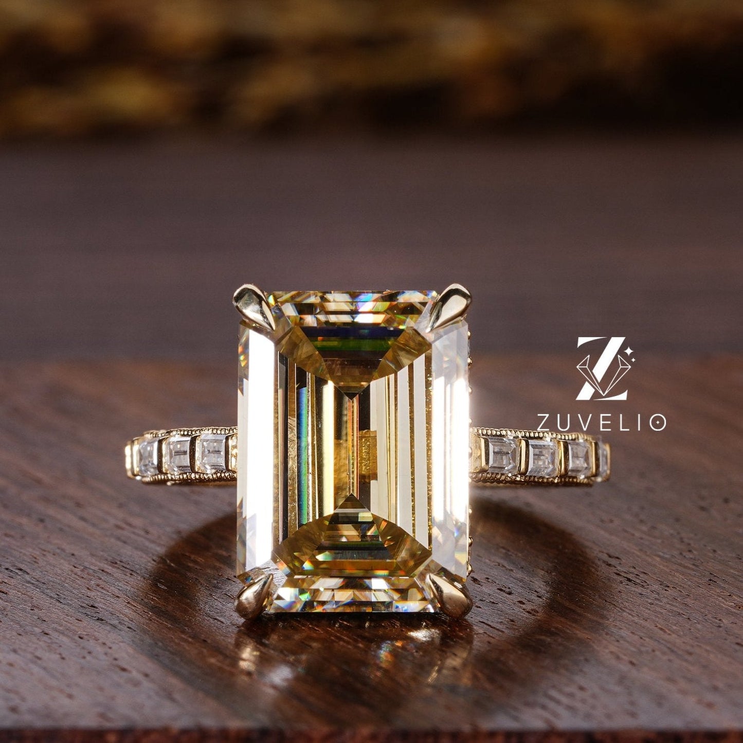 Champagne Emerald Cut Ring - Zuvelio.com