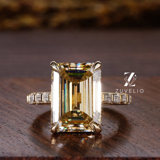 Champagne Emerald Cut Ring - Zuvelio.com