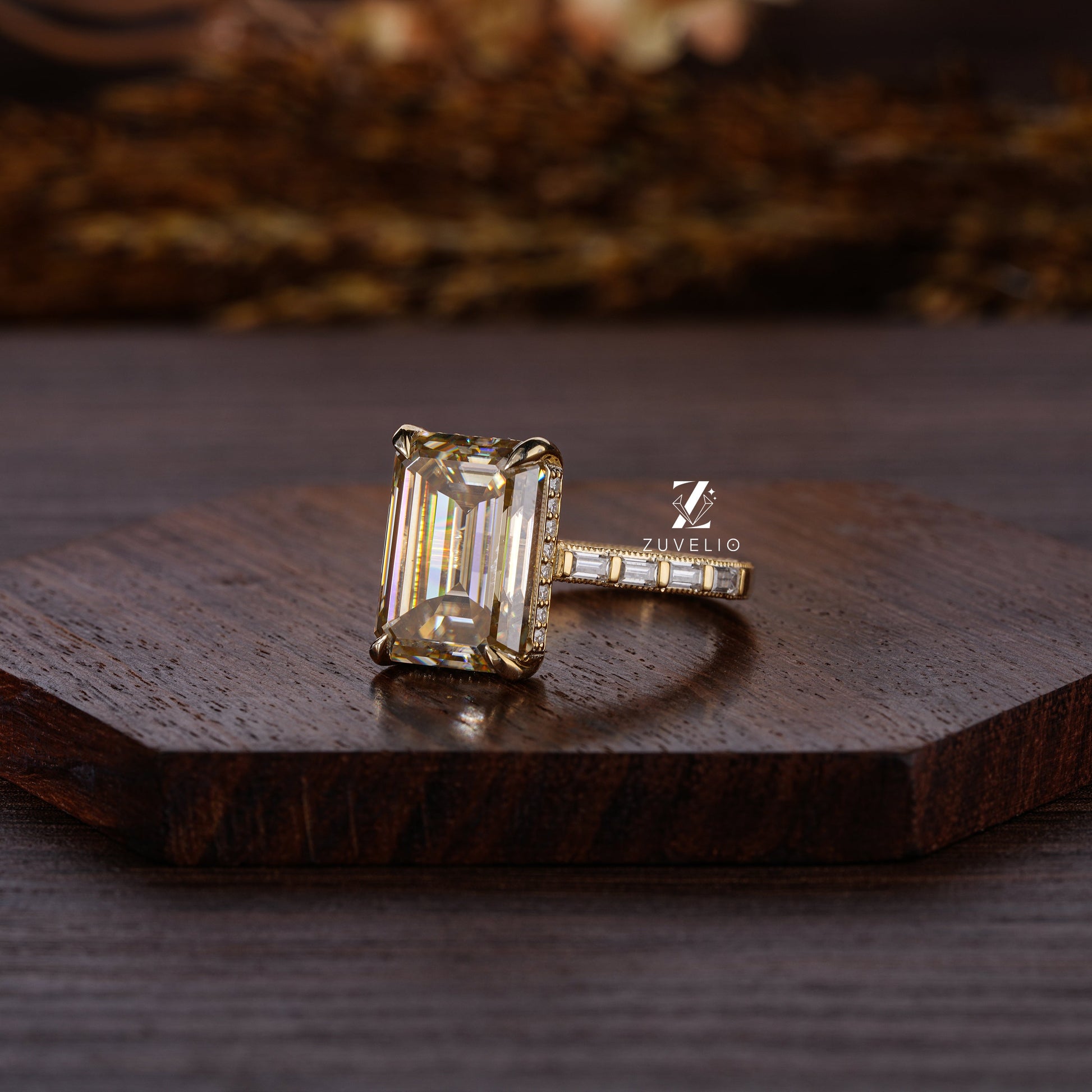 Champagne Emerald Cut Ring - Zuvelio.com
