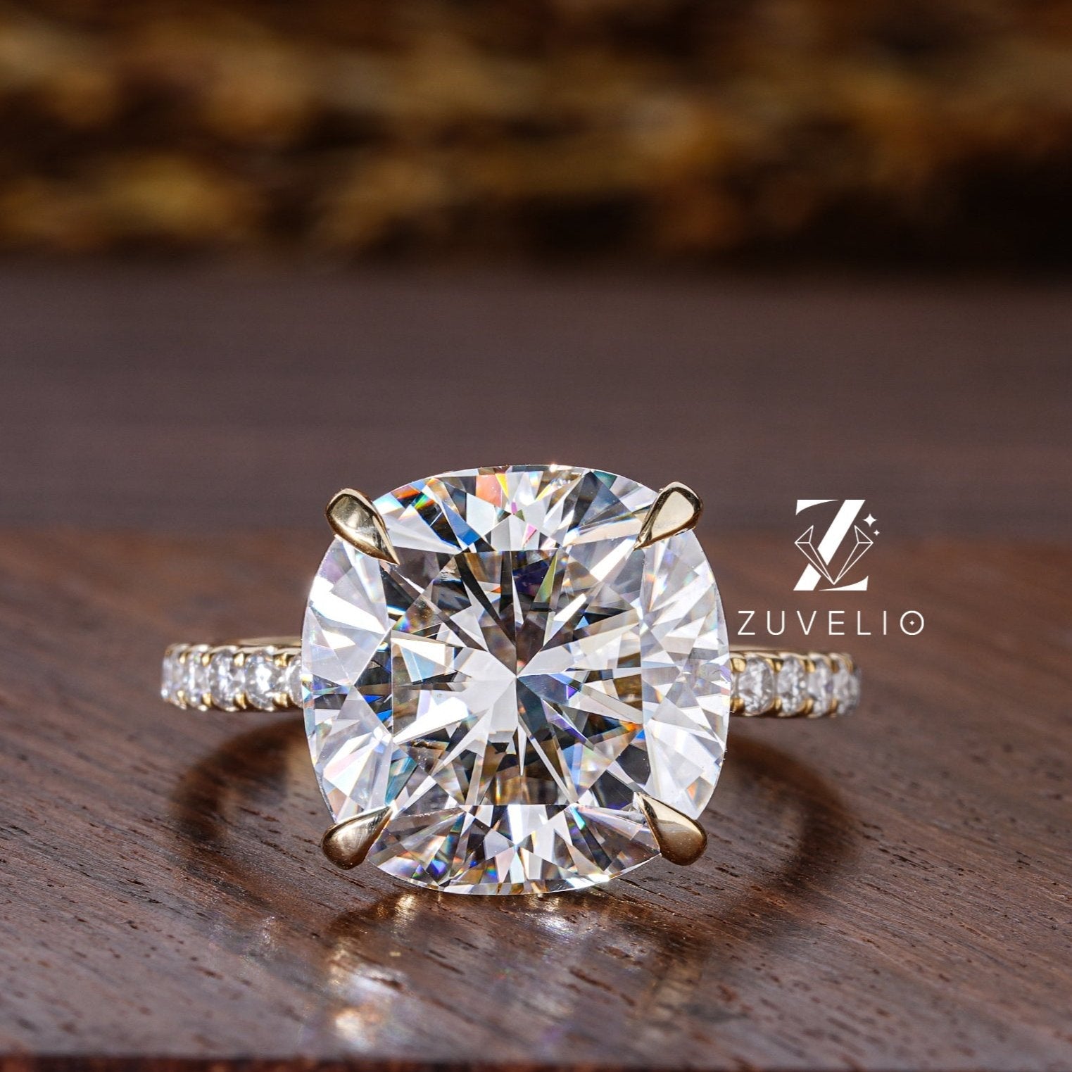 Cushion Hidden Halo Ring - Zuvelio.com