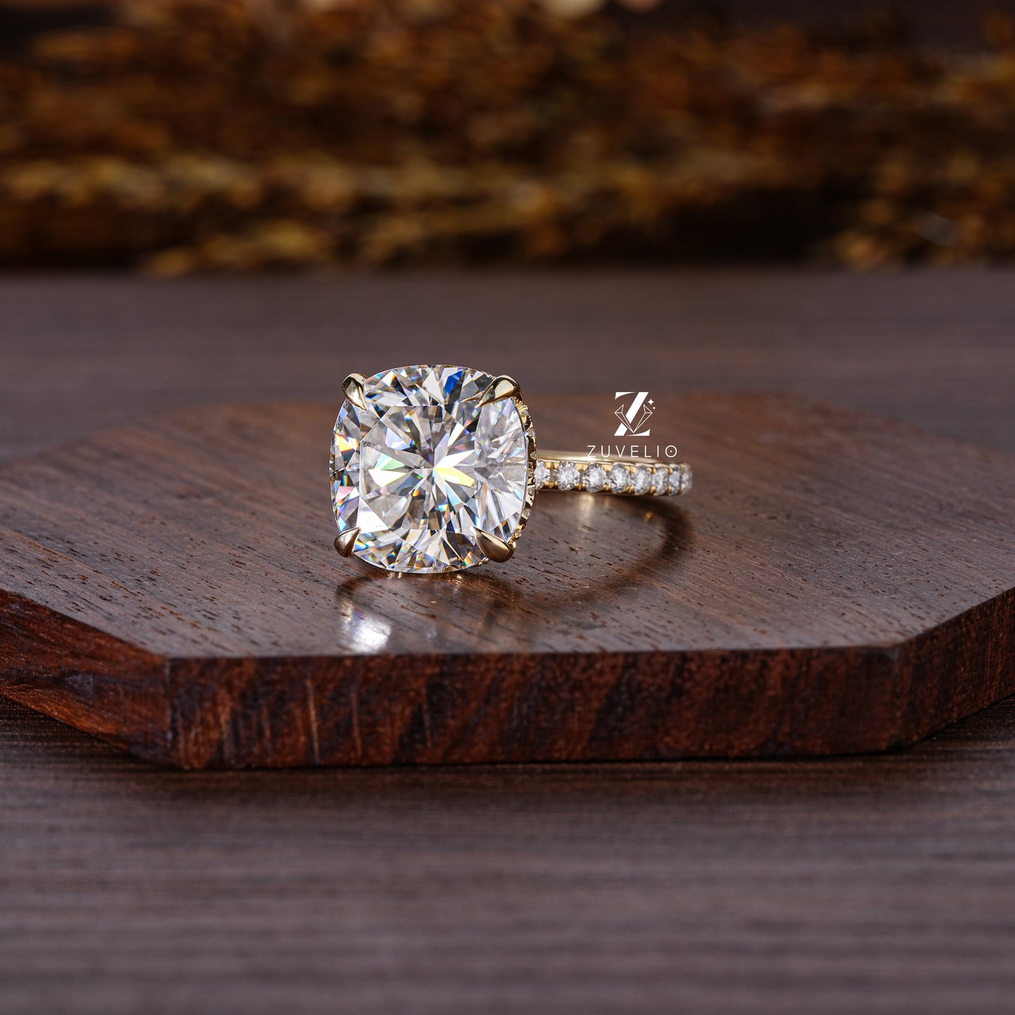Cushion Hidden Halo Ring - Zuvelio.com