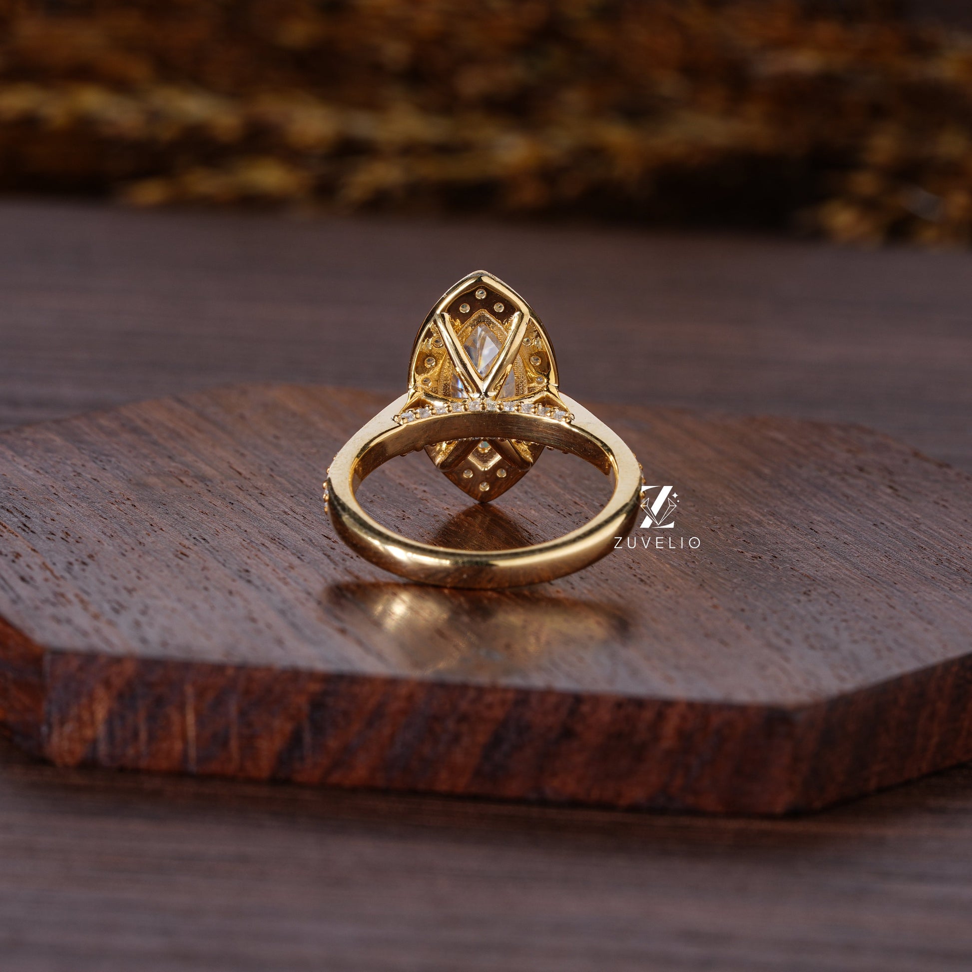 Halo Marquise Cut Moissanite Ring - Zuvelio.com