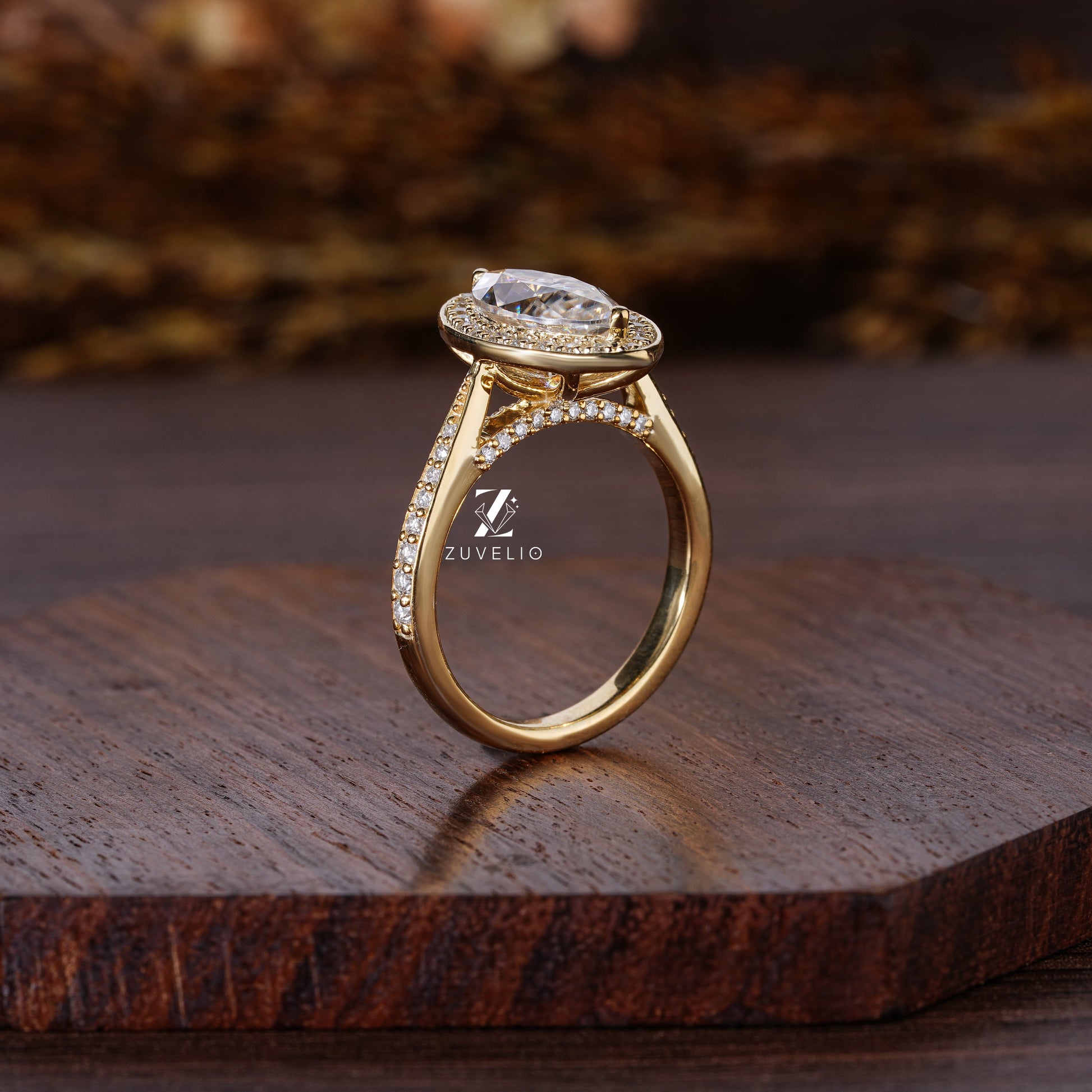 Halo Marquise Cut Moissanite Ring - Zuvelio.com
