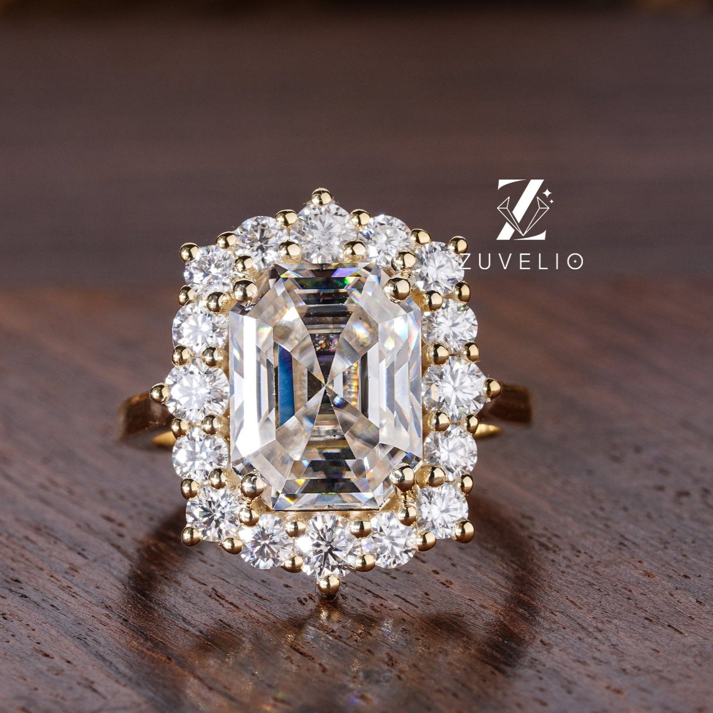 Emerald Cut Halo Style Ring - Zuvelio.com